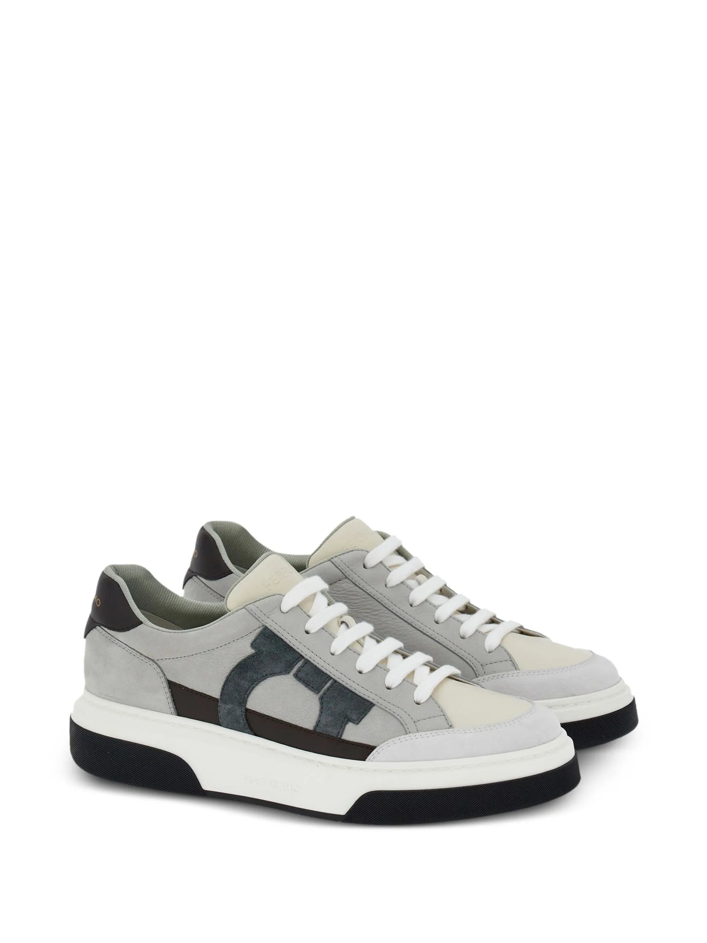 Gancini-embroidered leather sneakers