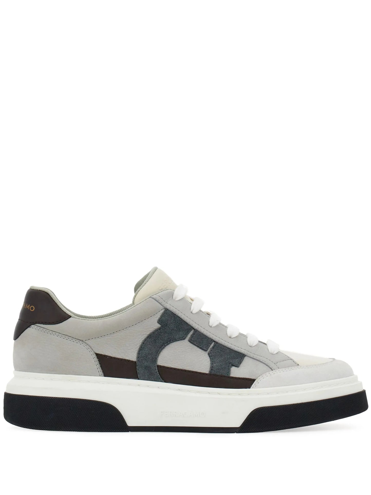 Gancini-embroidered leather sneakers