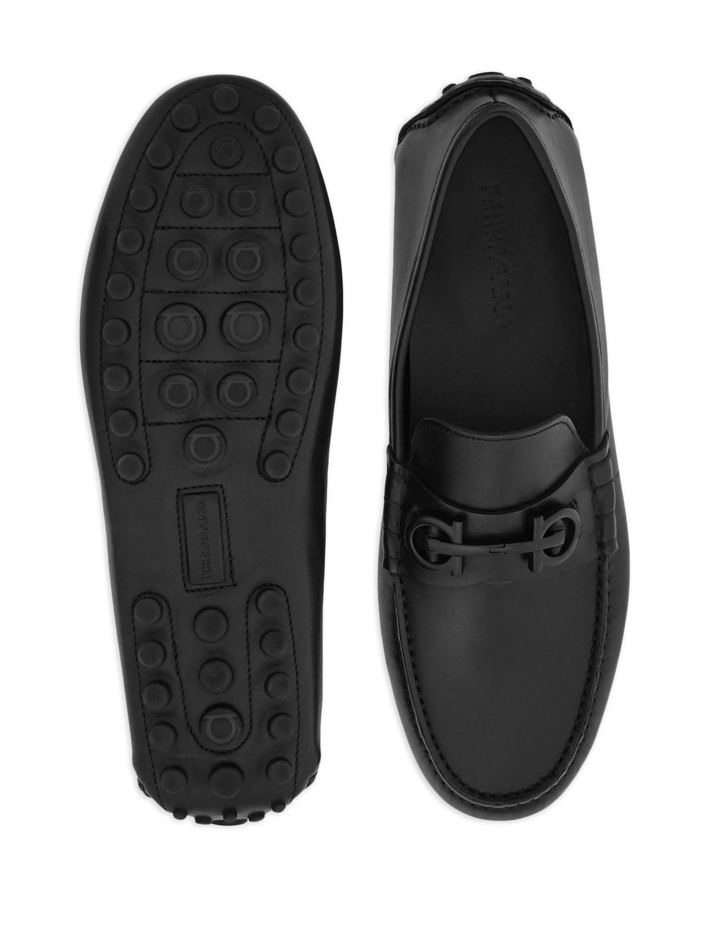 Gancini leather loafers