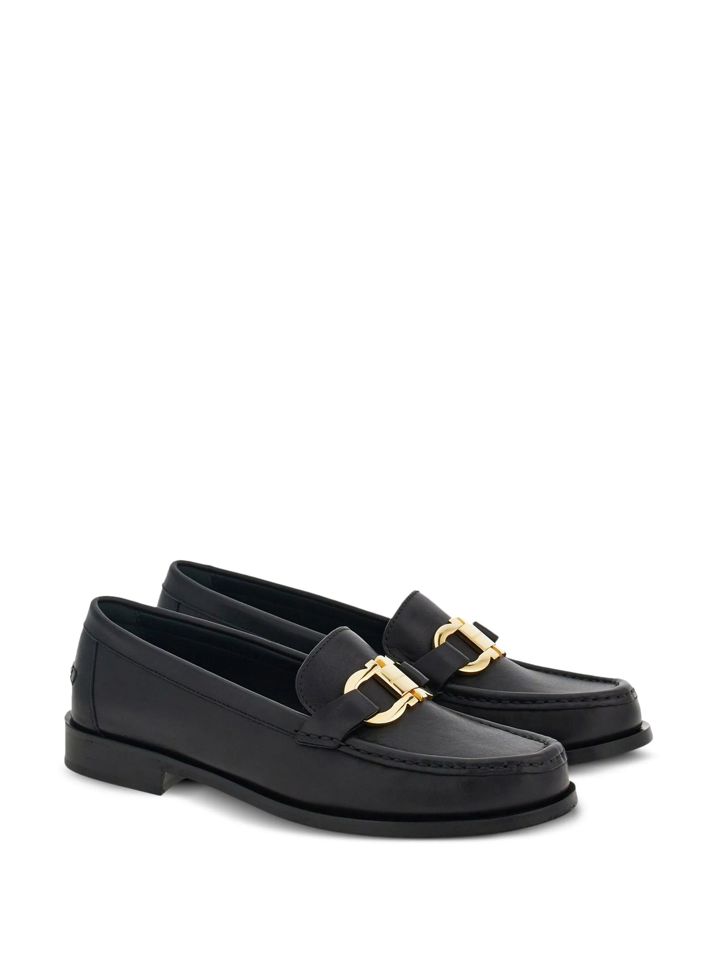 logo-plaque leather loafers