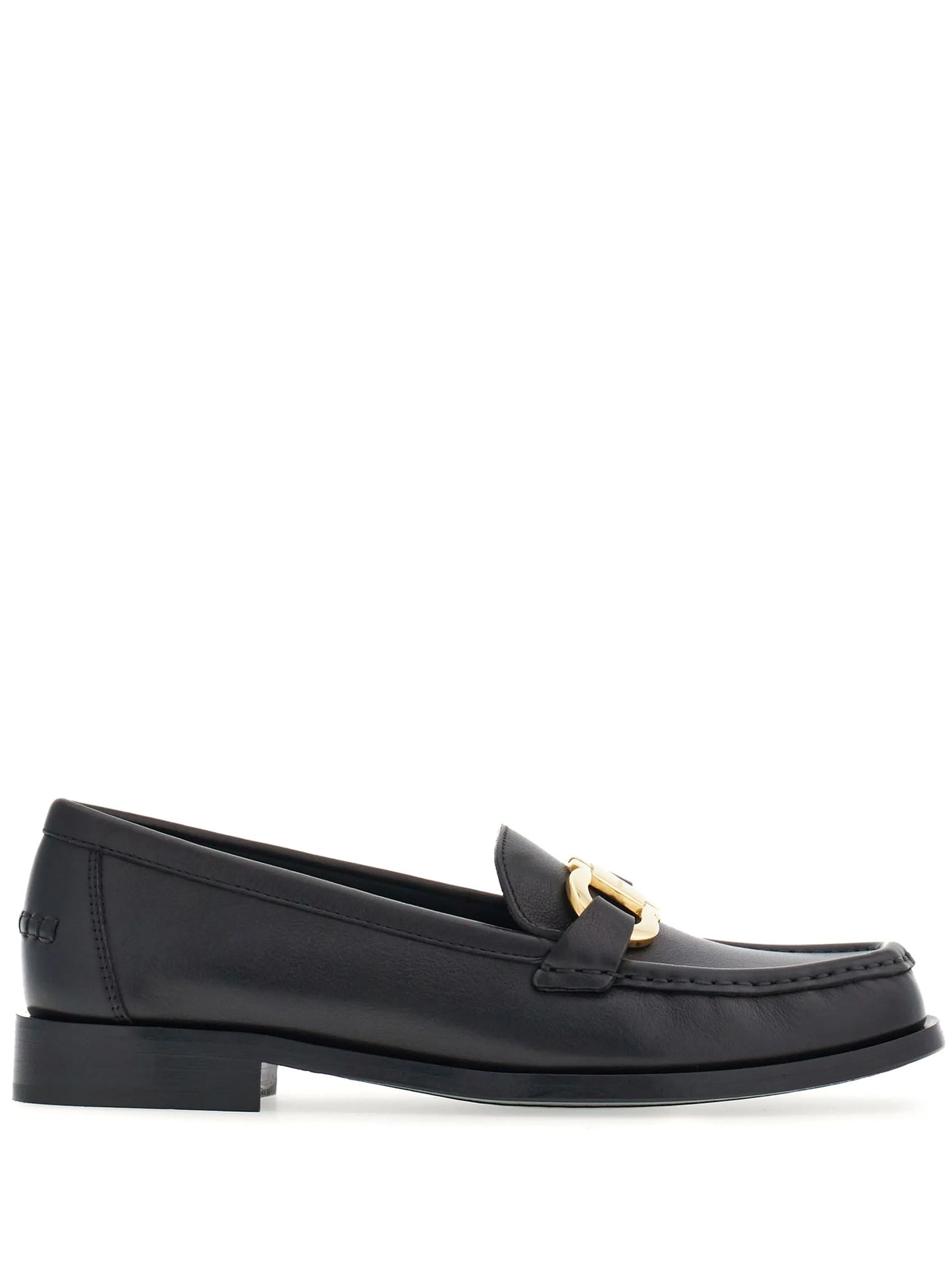 logo-plaque leather loafers