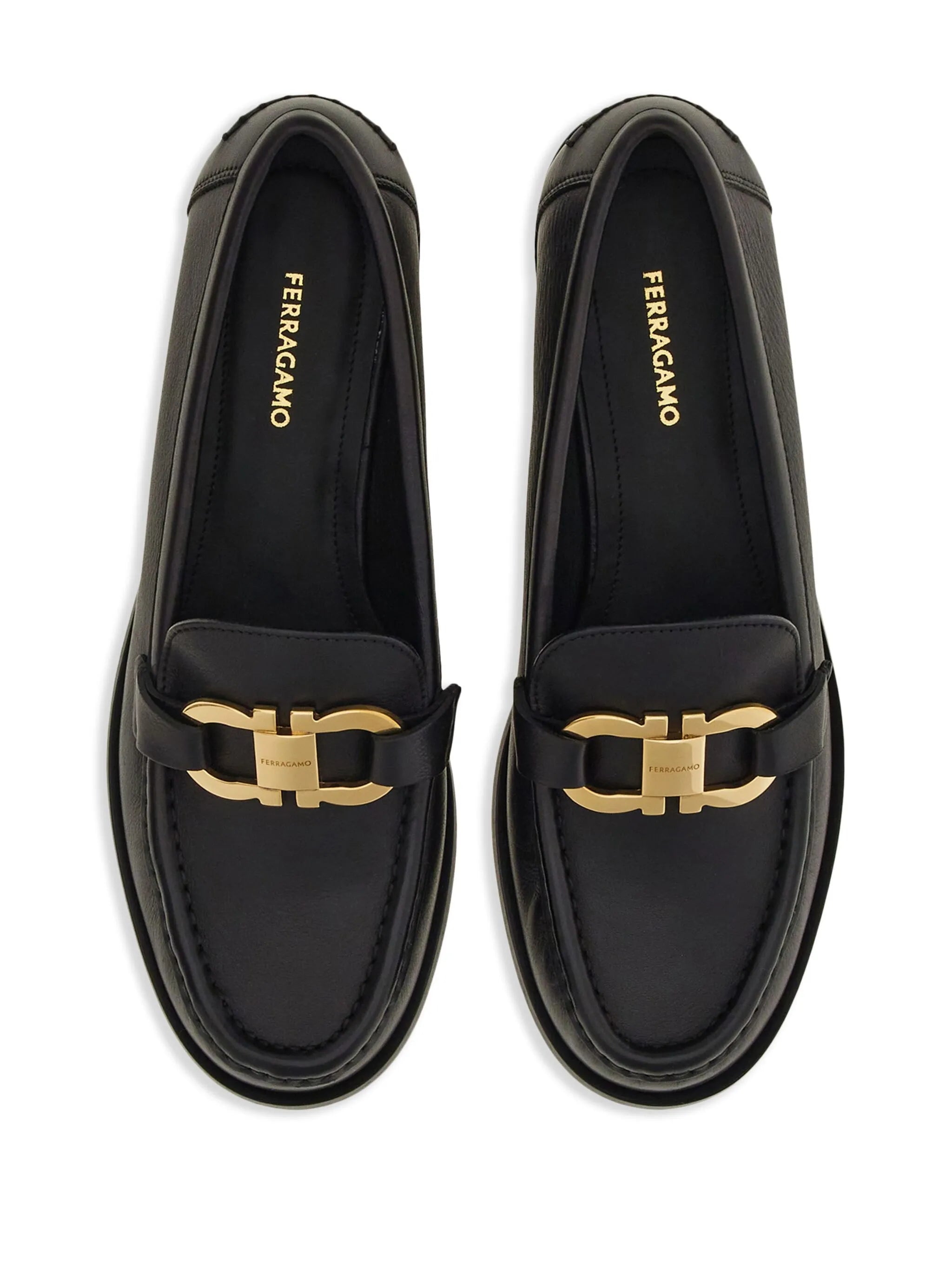 logo-plaque leather loafers