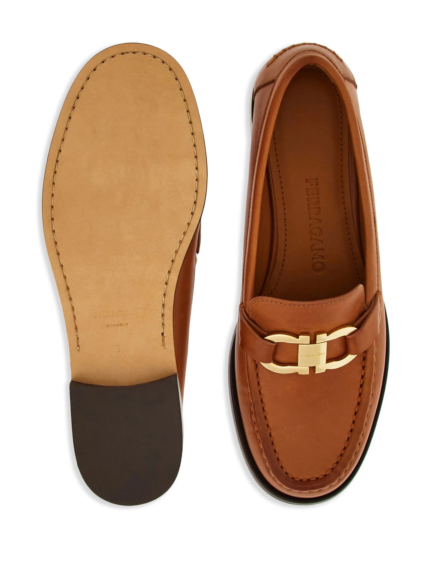 Gancini-plaque leather loafers