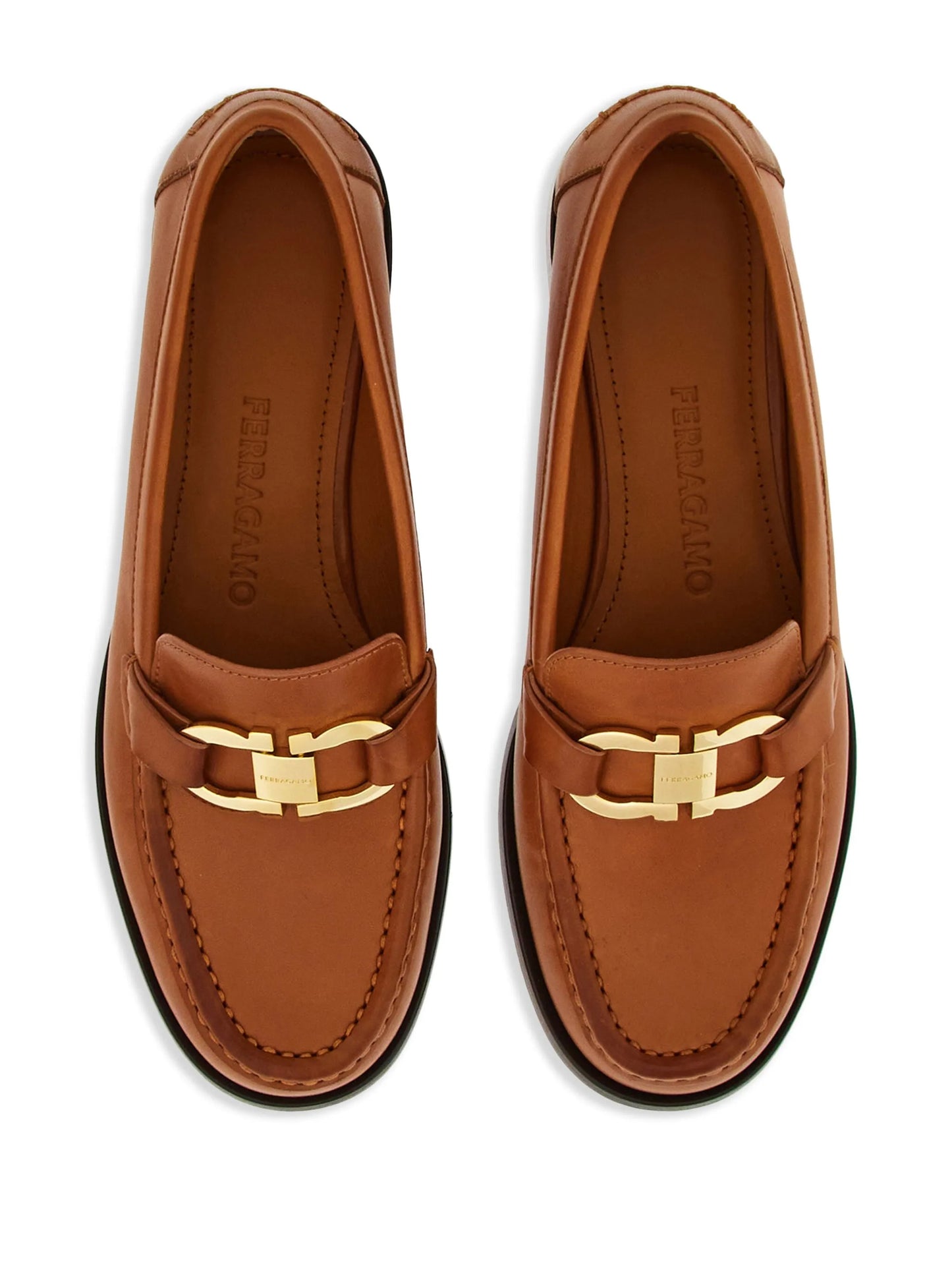 Gancini-plaque leather loafers