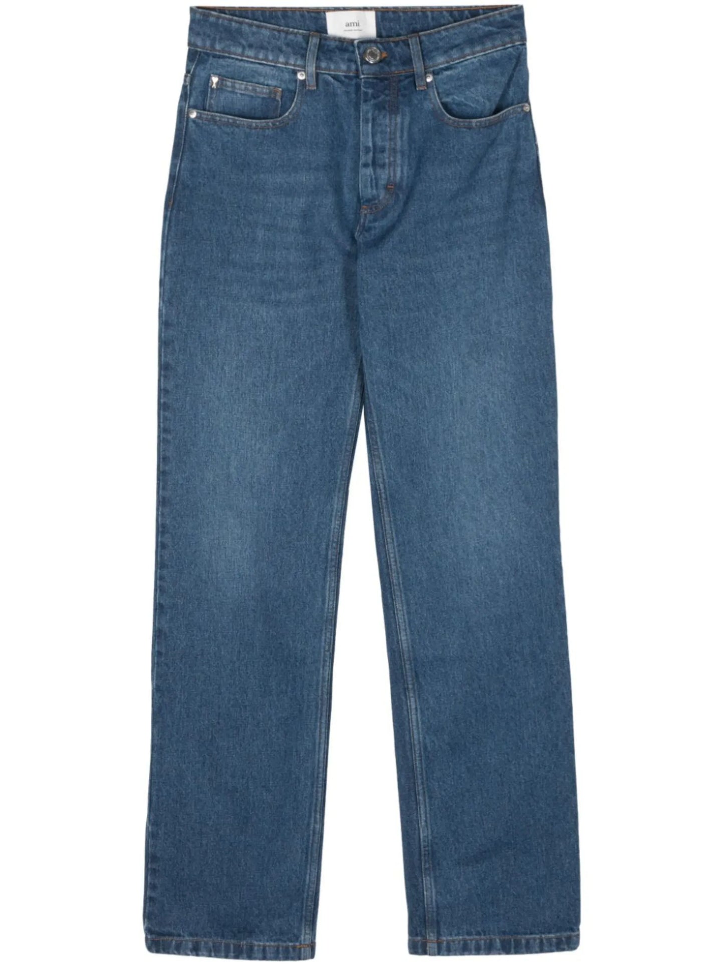 mid-rise straight-leg jeans