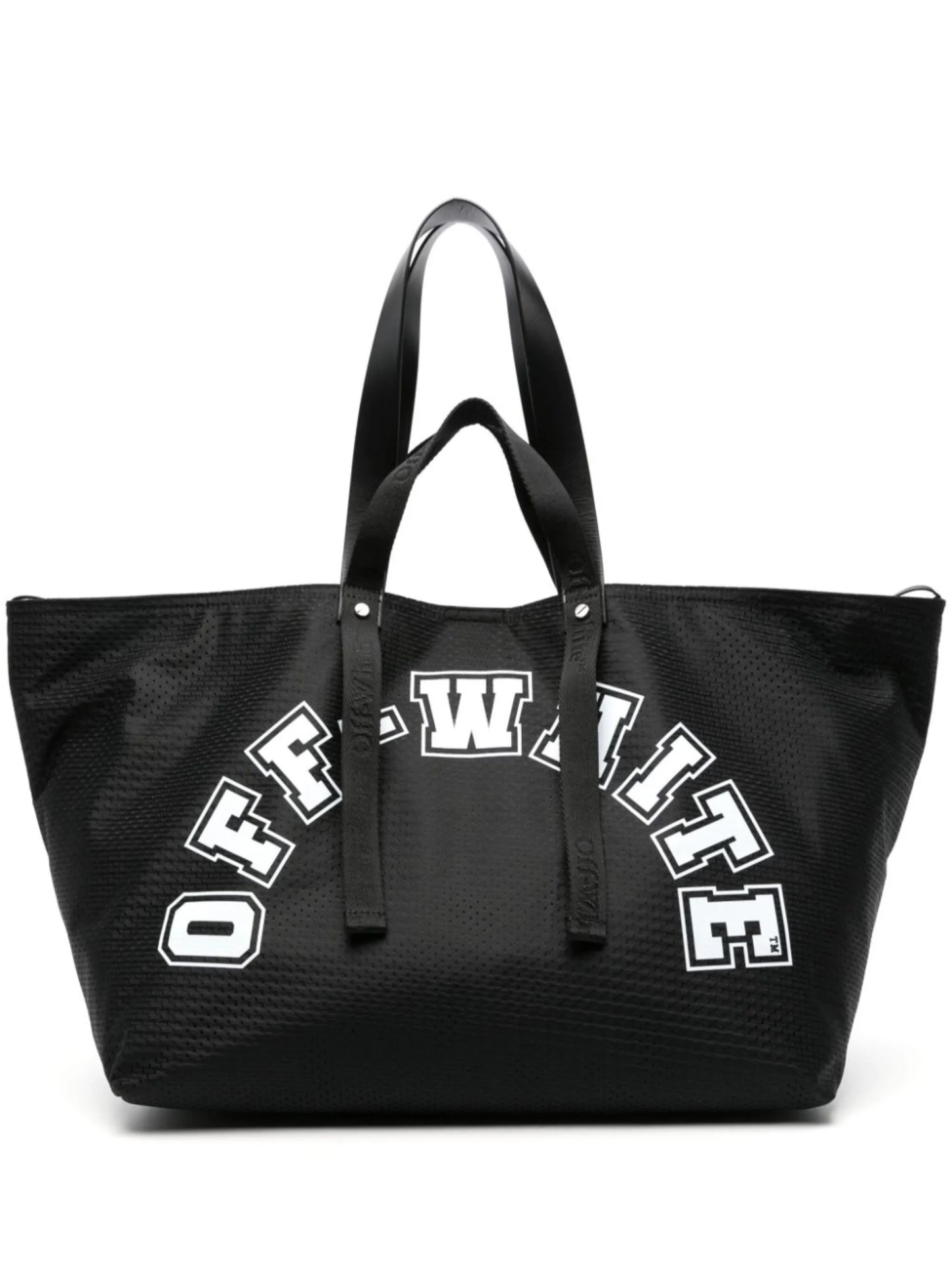 logo-print mesh tote bag