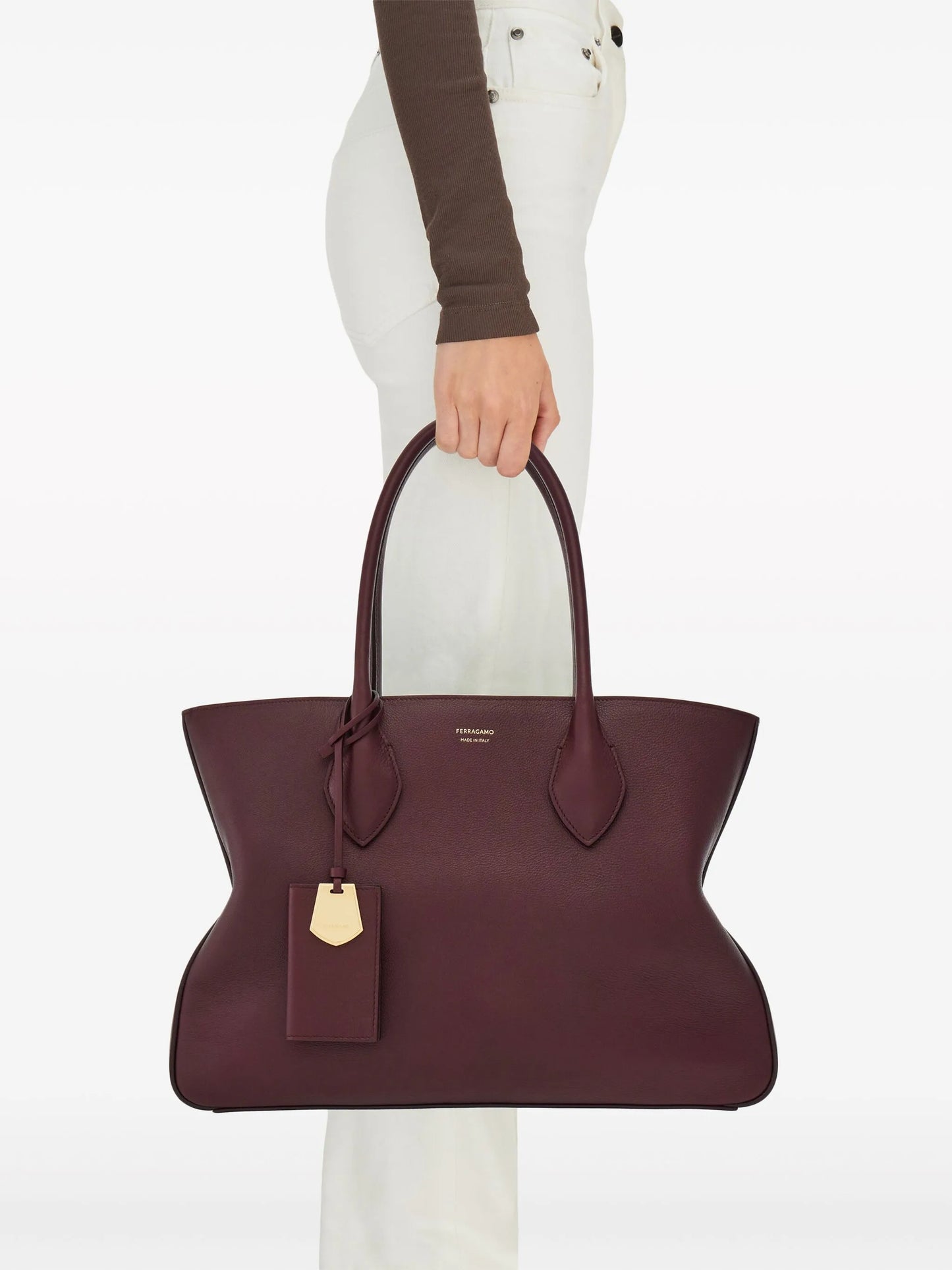 large logo-stamp leather tote bag