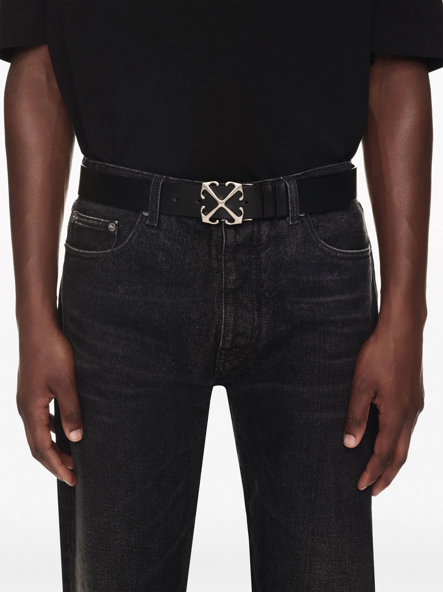 Arrow-buckle leather belt