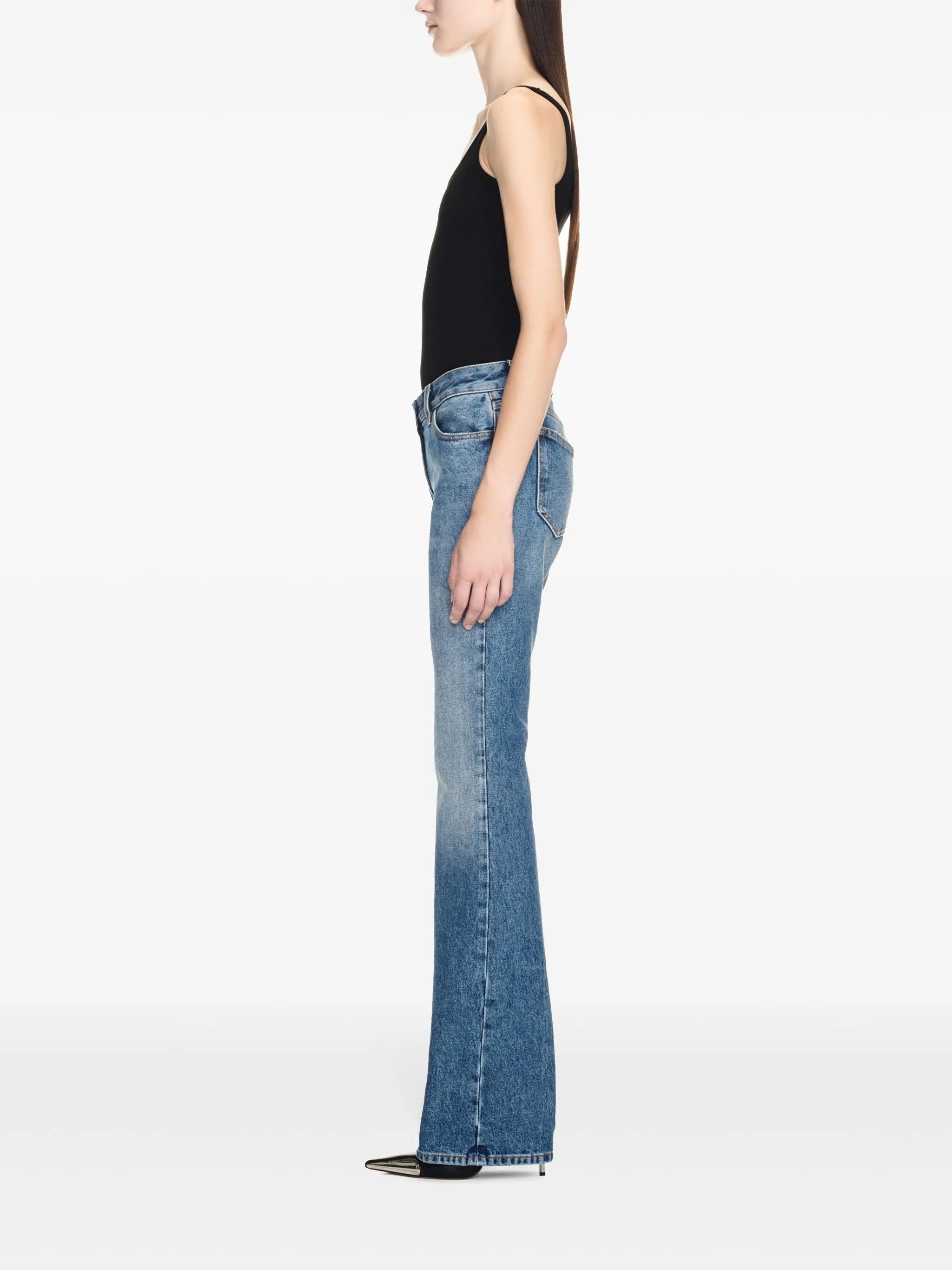 mid-rise flared jeans