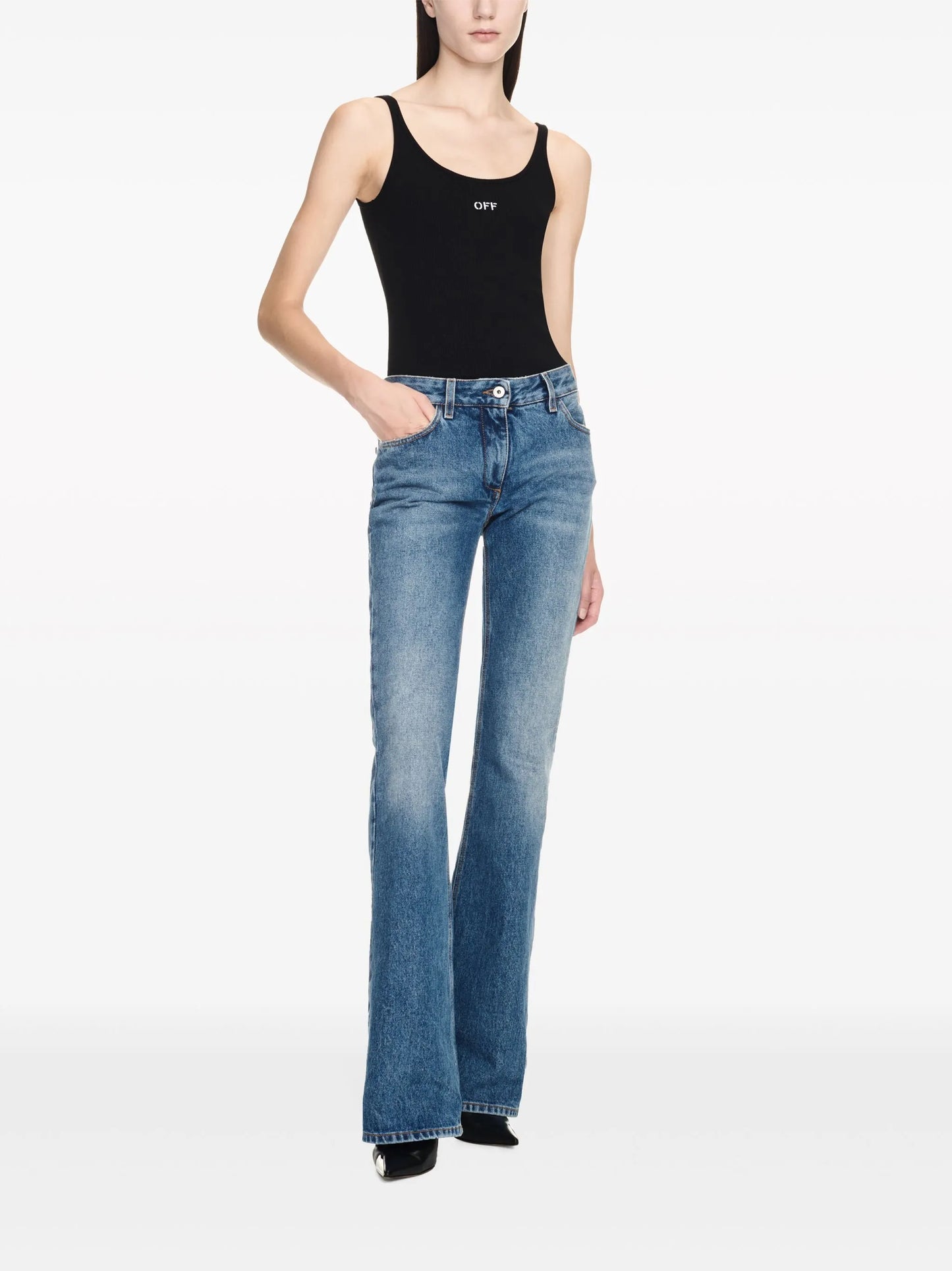 mid-rise flared jeans
