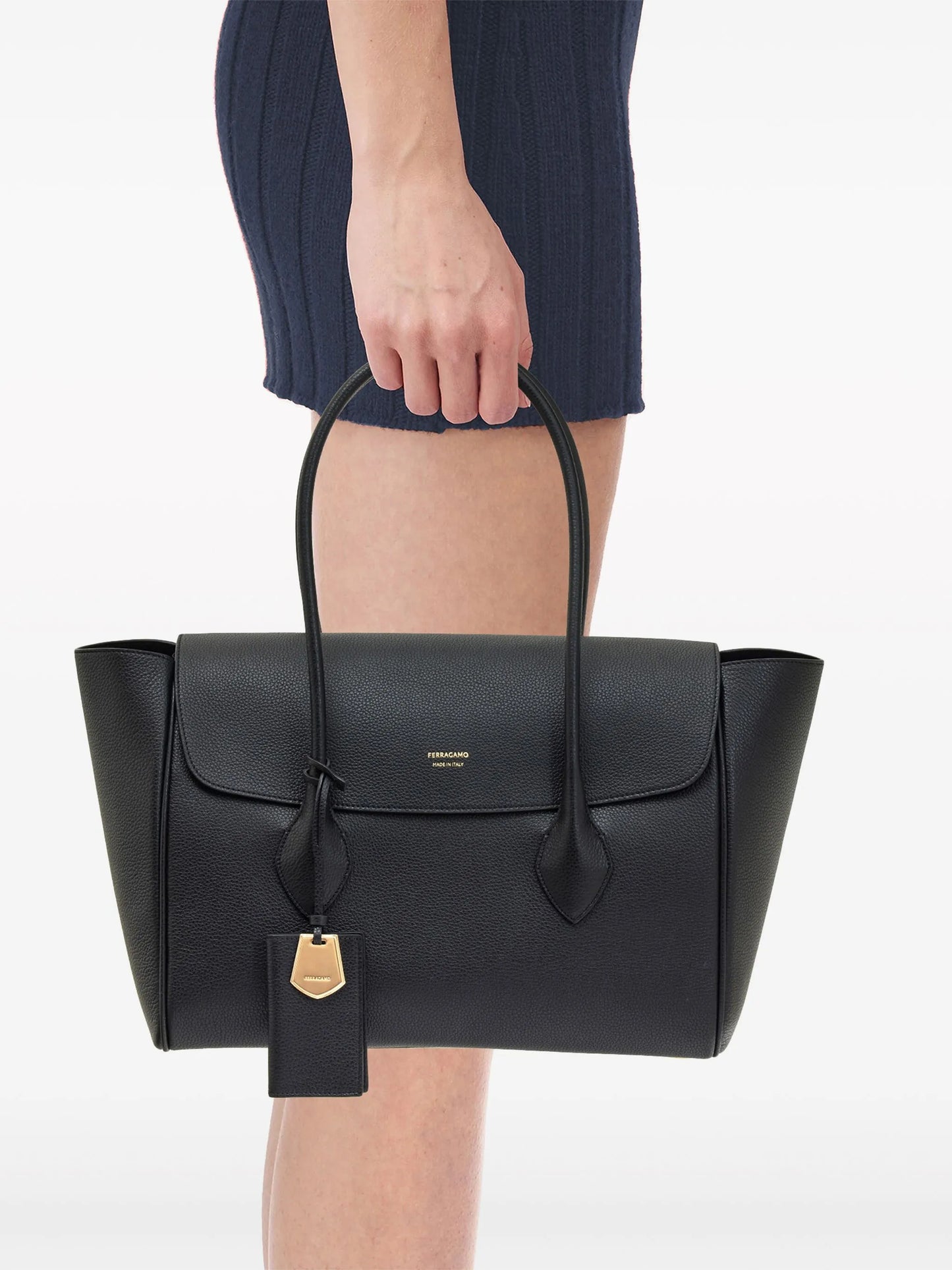 logo-plaque leather tote bag