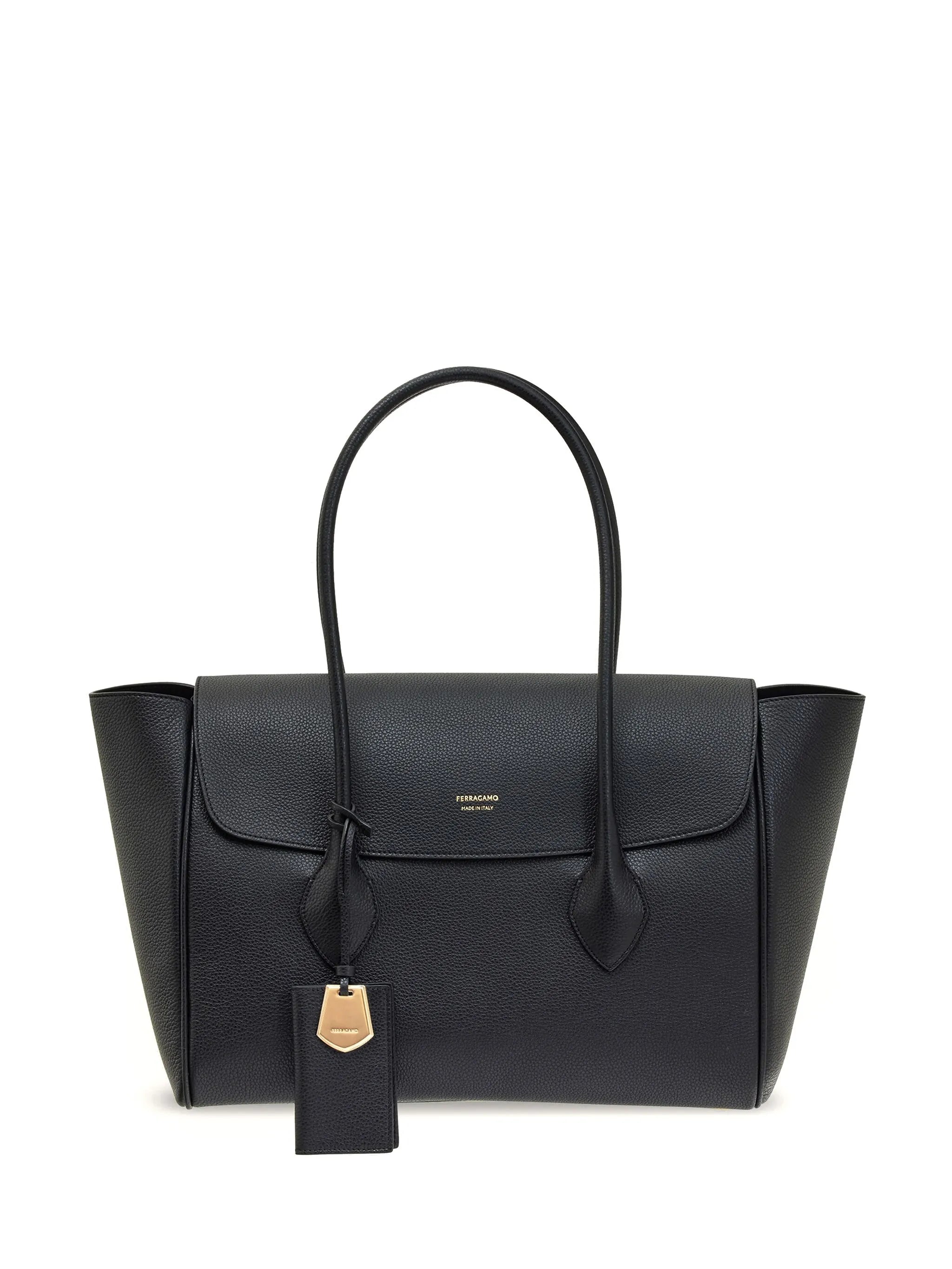 logo-plaque leather tote bag