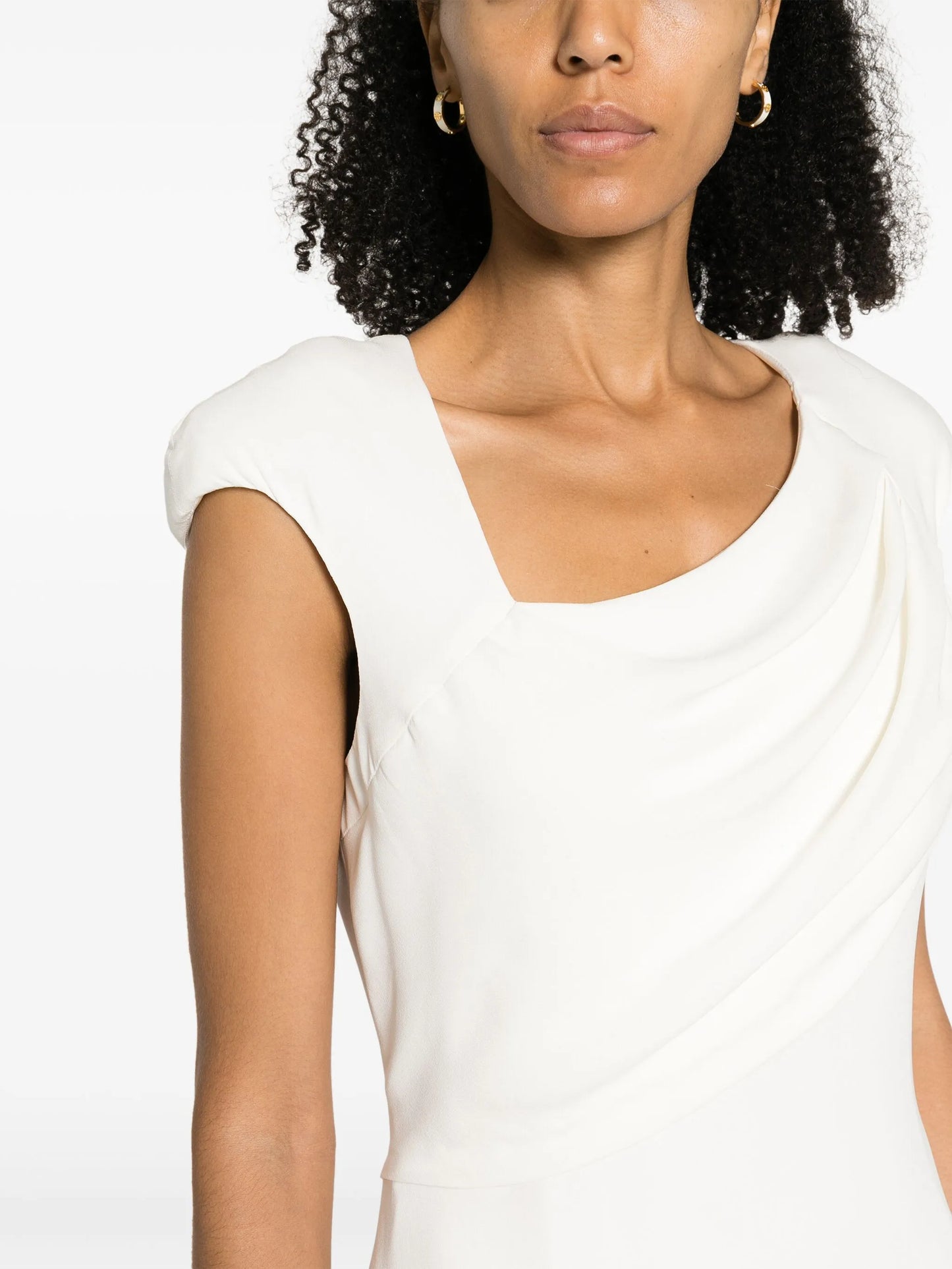 asymmetric-neck silk dress