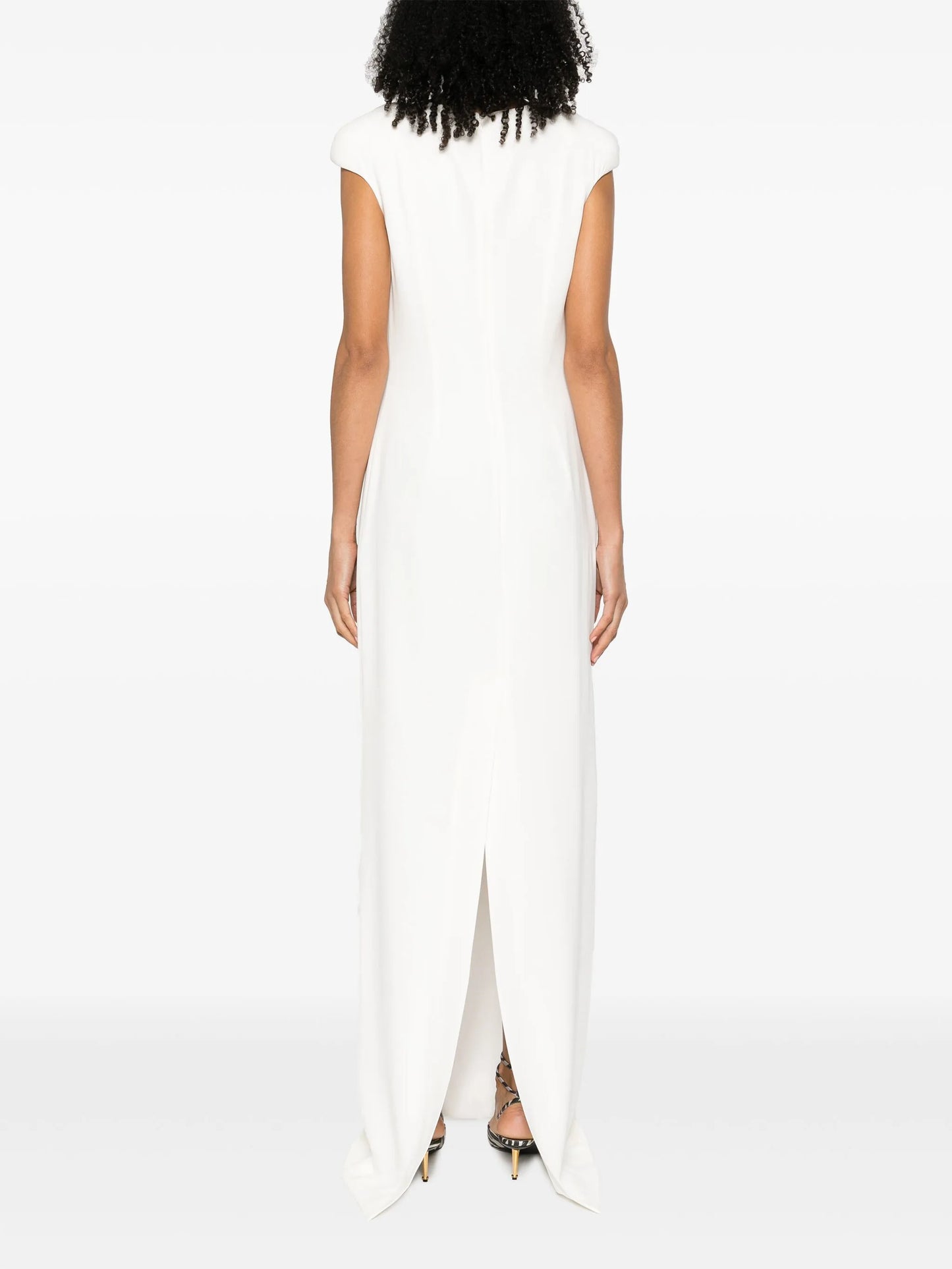asymmetric-neck silk dress