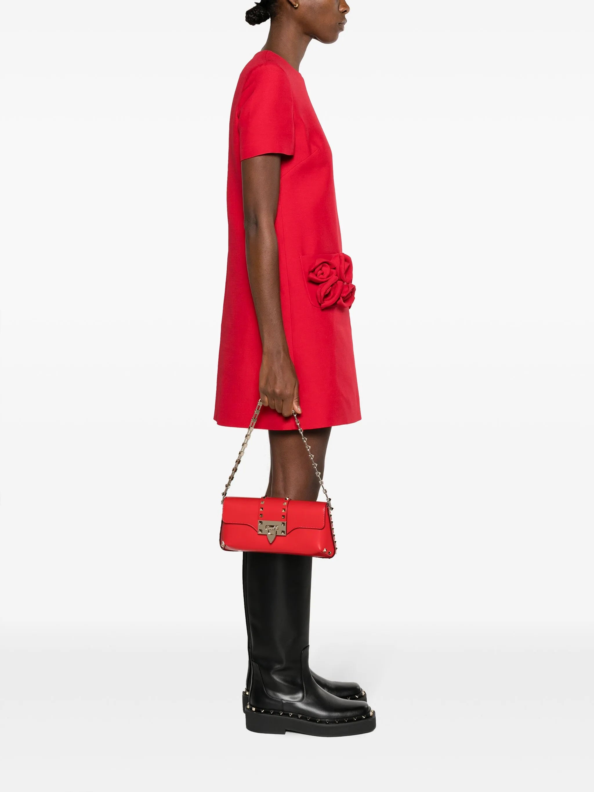 Rockstud leather shoulder bag