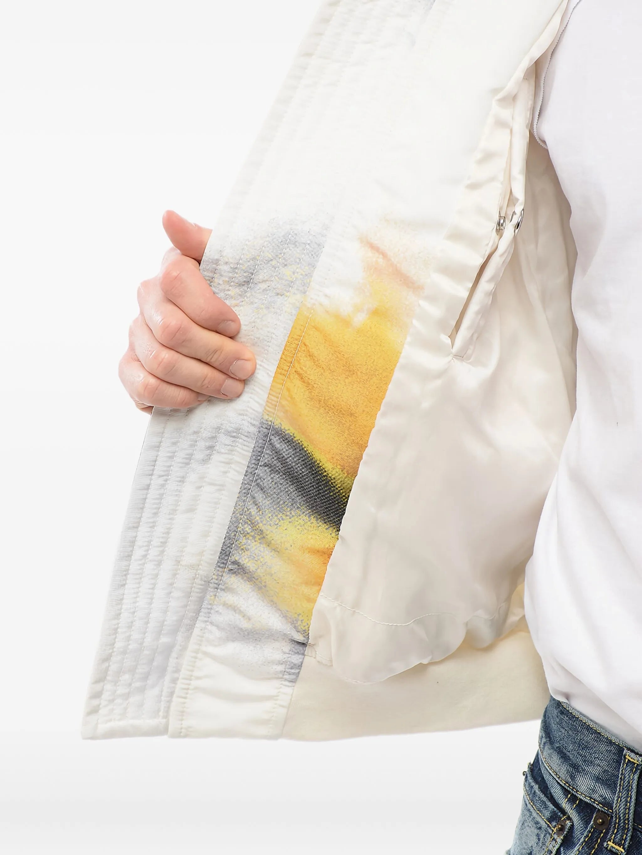 Obscured Flower padded bomber jacket