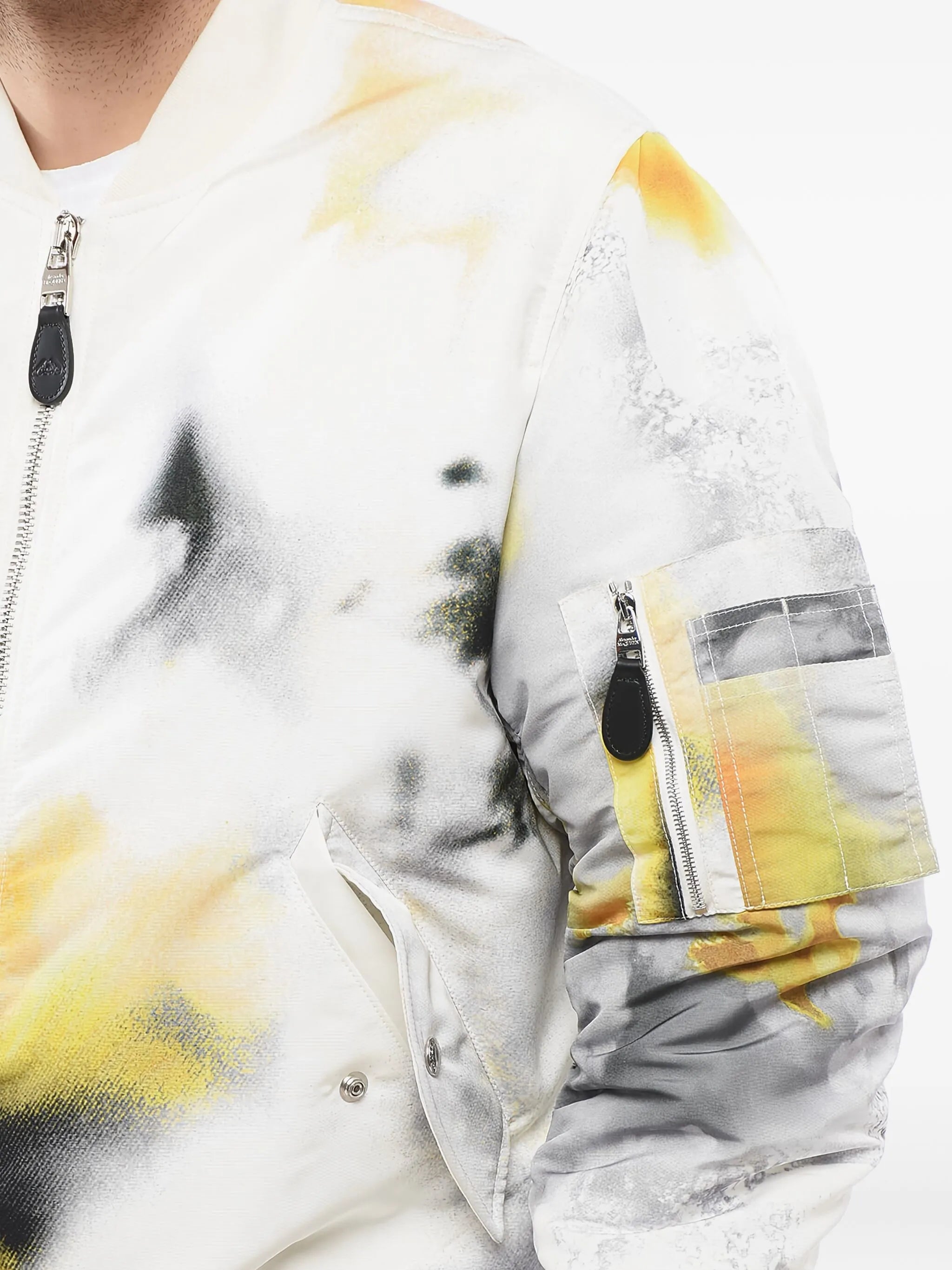 Obscured Flower padded bomber jacket