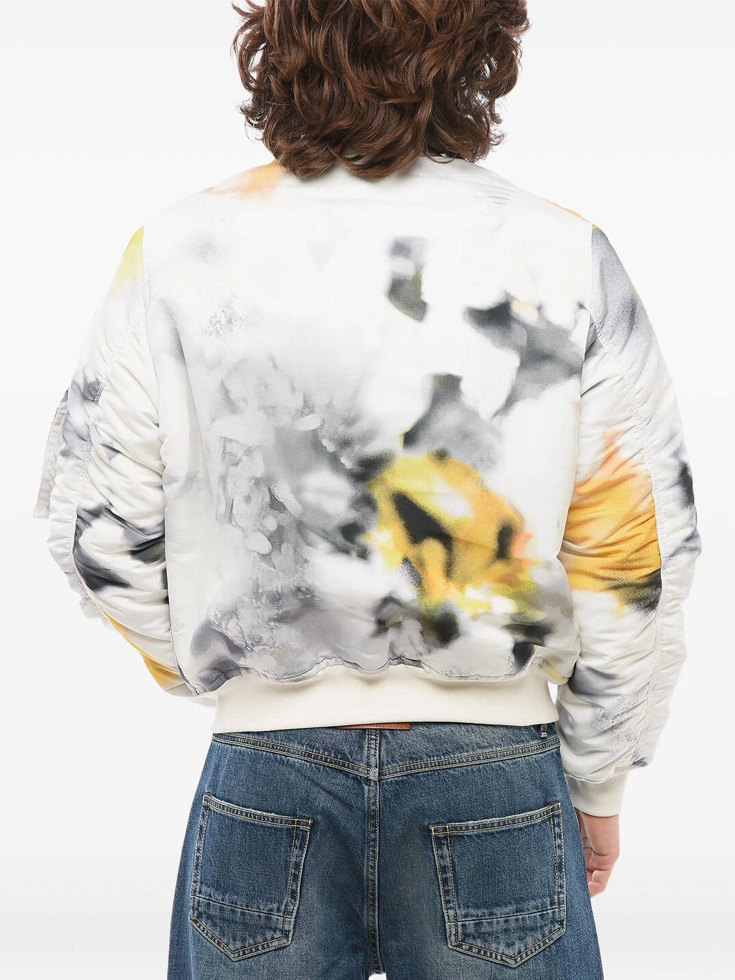 Obscured Flower padded bomber jacket