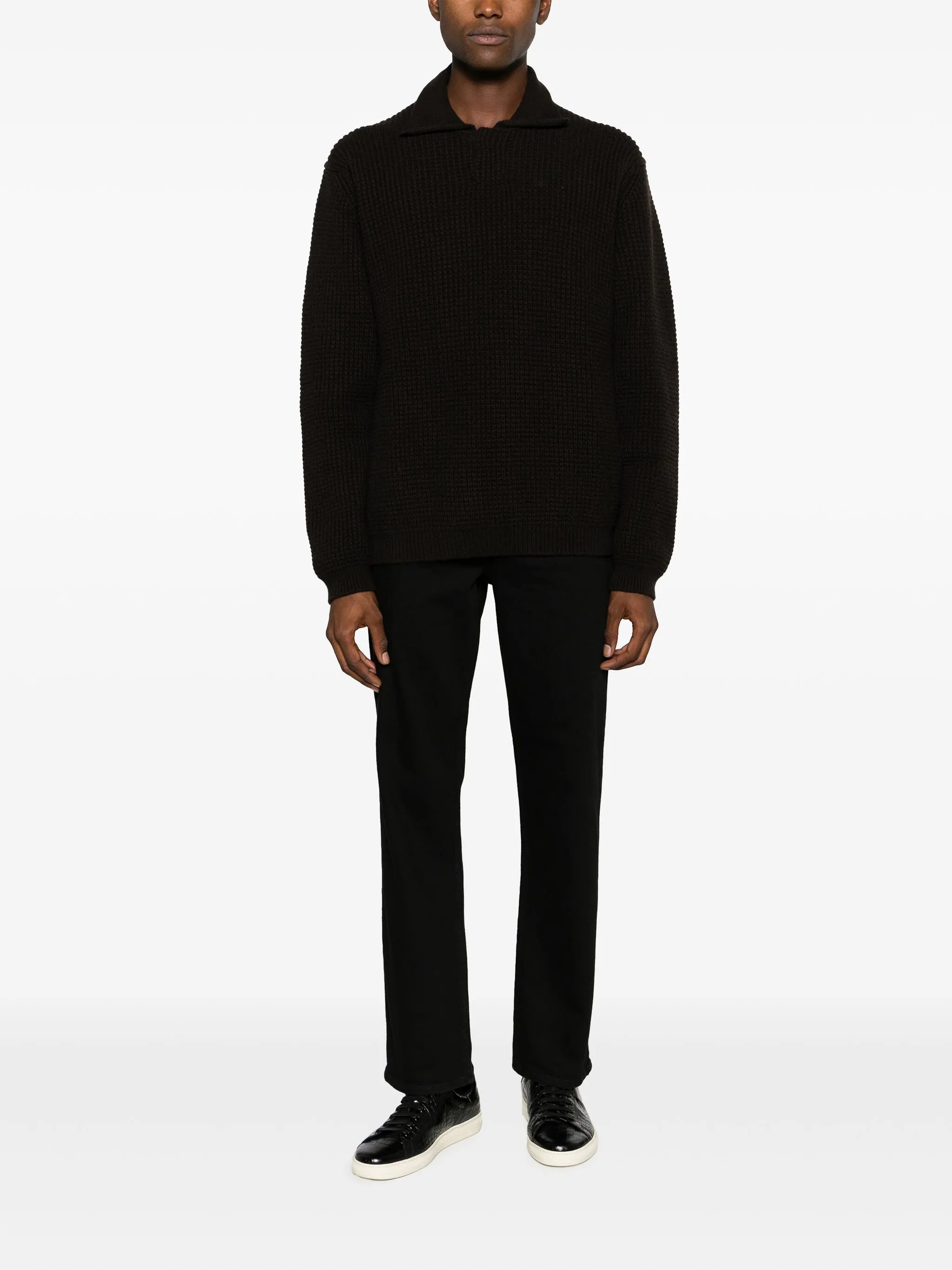 Oasi cashmere waffle-knit polo shirt