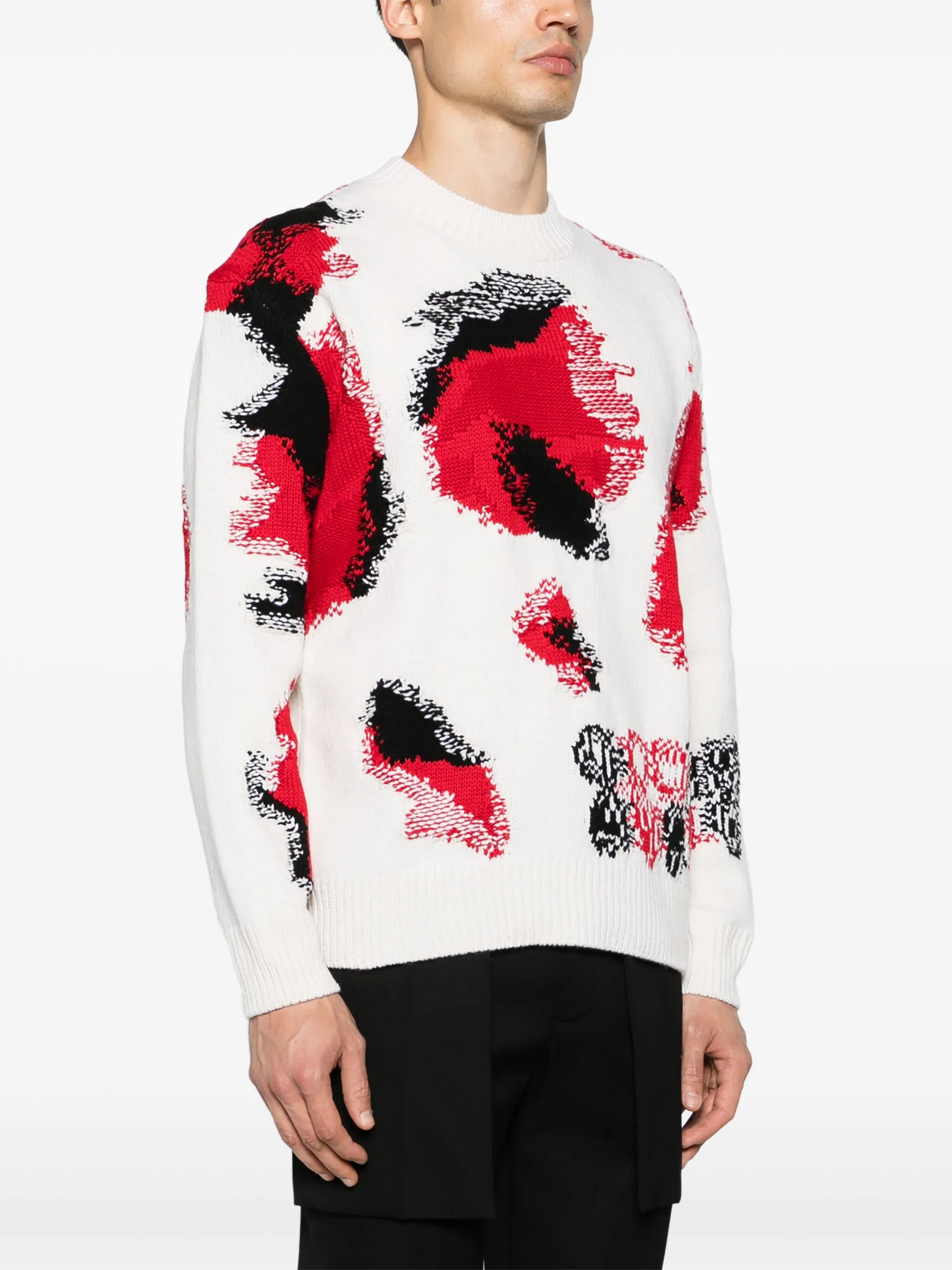 Obscured Skull intarsia-knit jumper