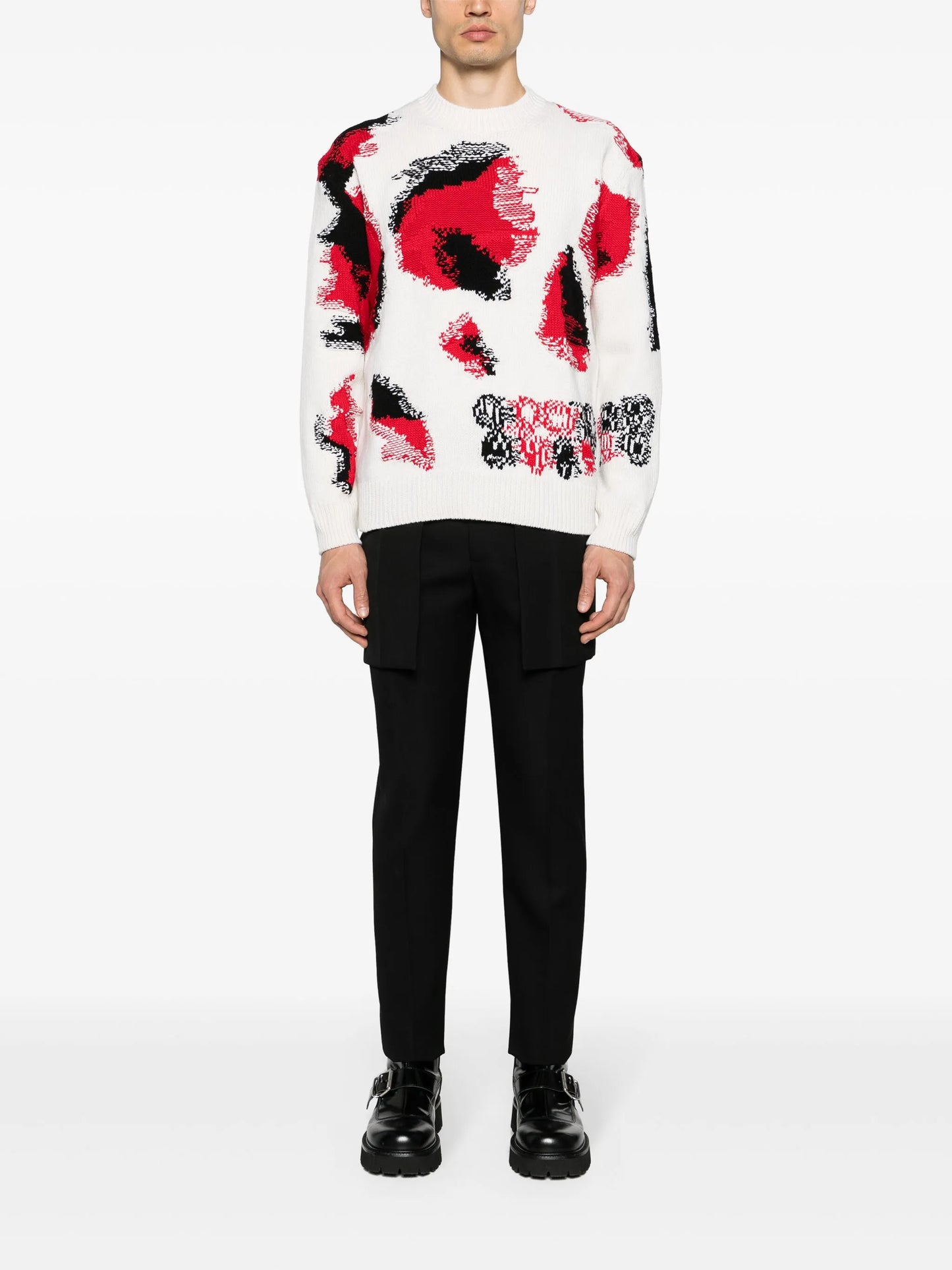 Obscured Skull intarsia-knit jumper