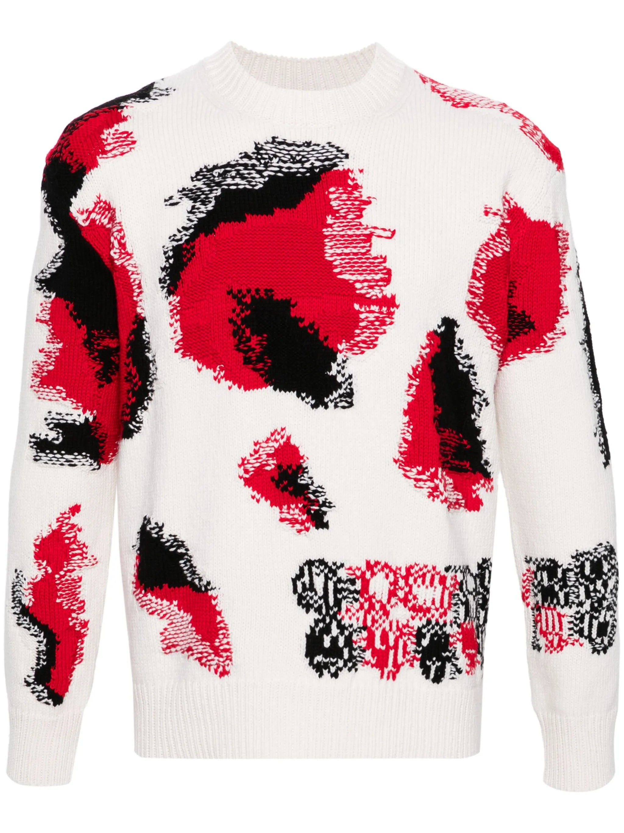 Obscured Skull intarsia-knit jumper