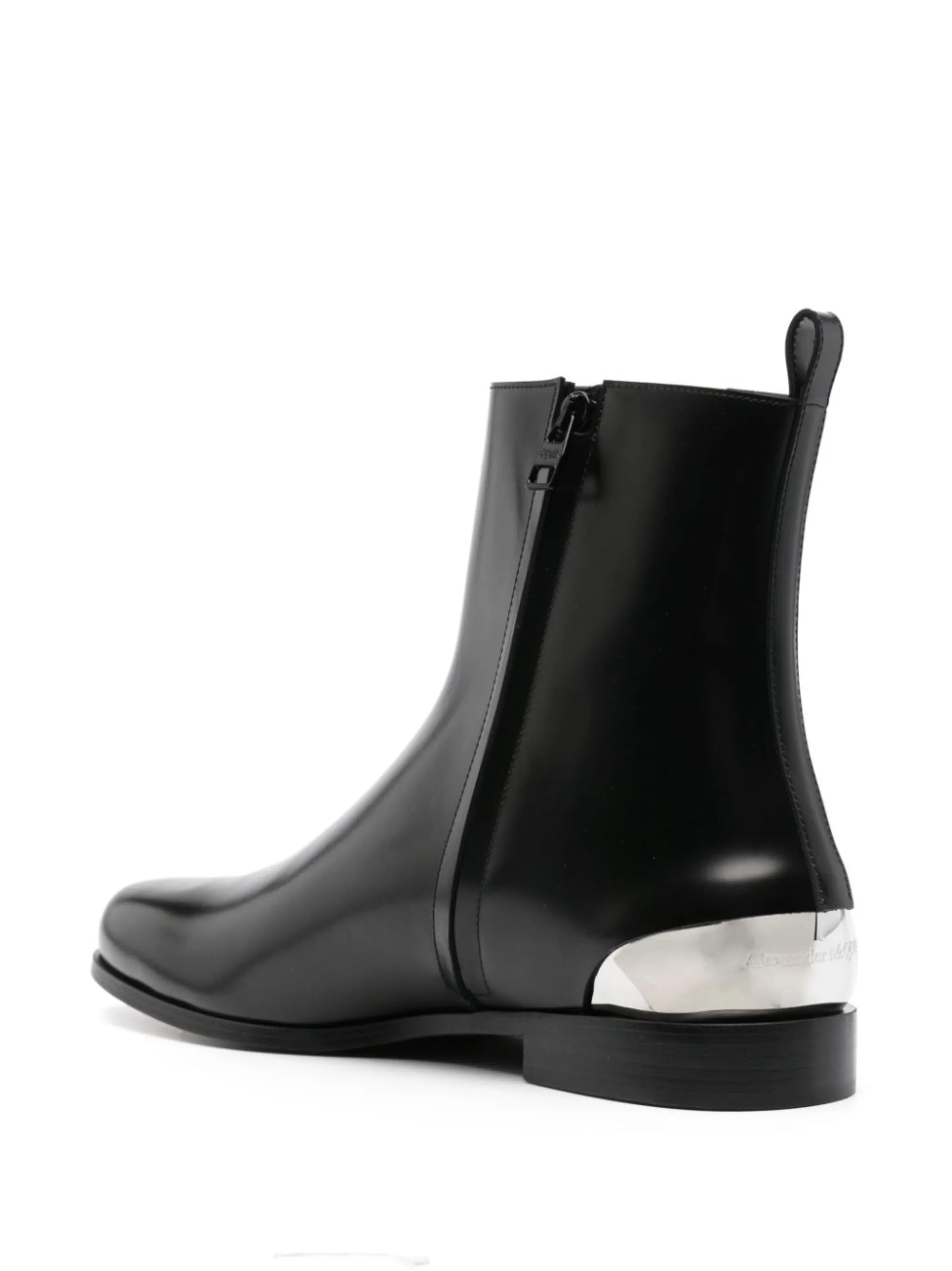 metal-heel leather boots