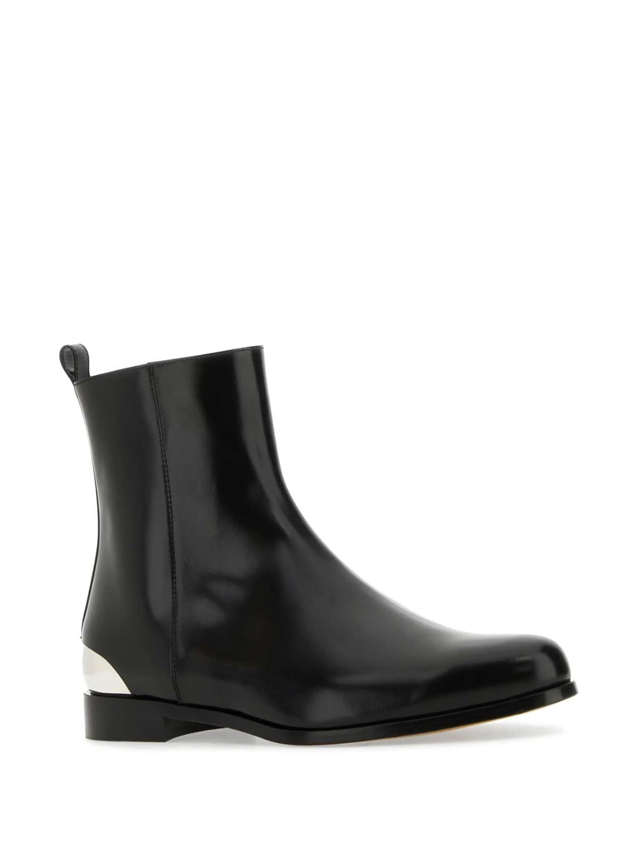 metal-heel leather boots