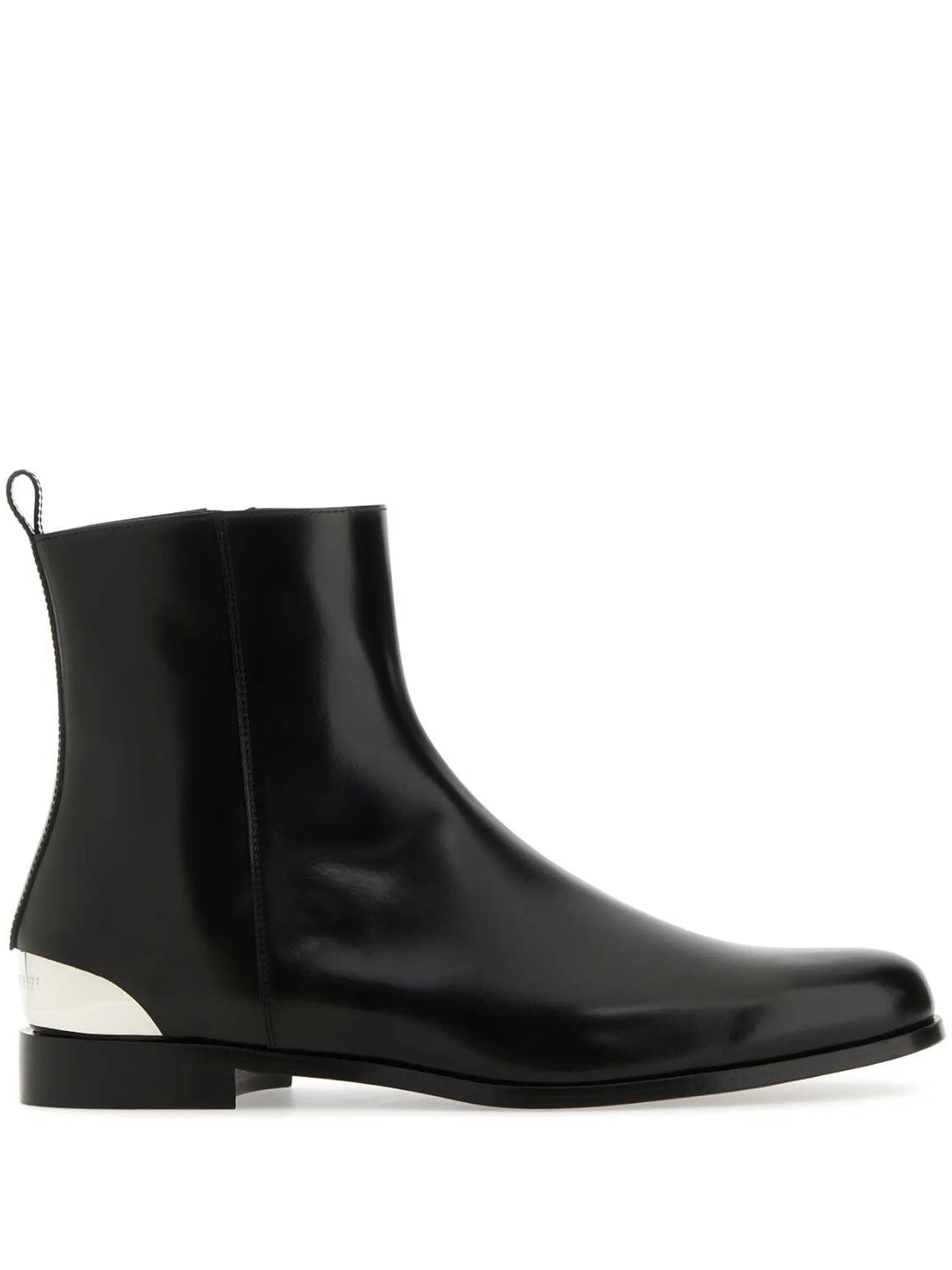 metal-heel leather boots