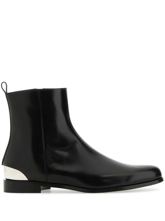 metal-heel leather boots