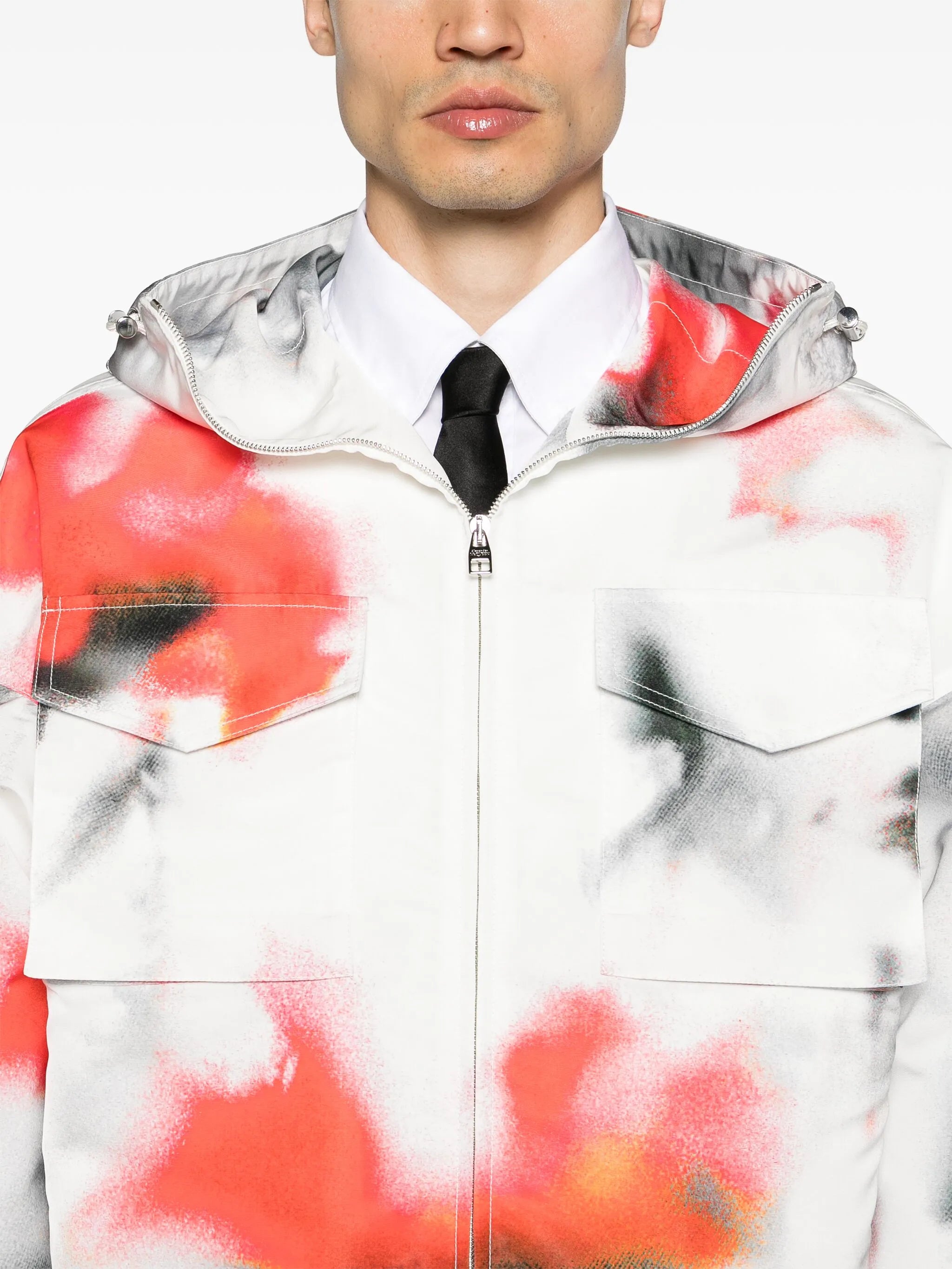 Obscured Flower hooded windbreaker