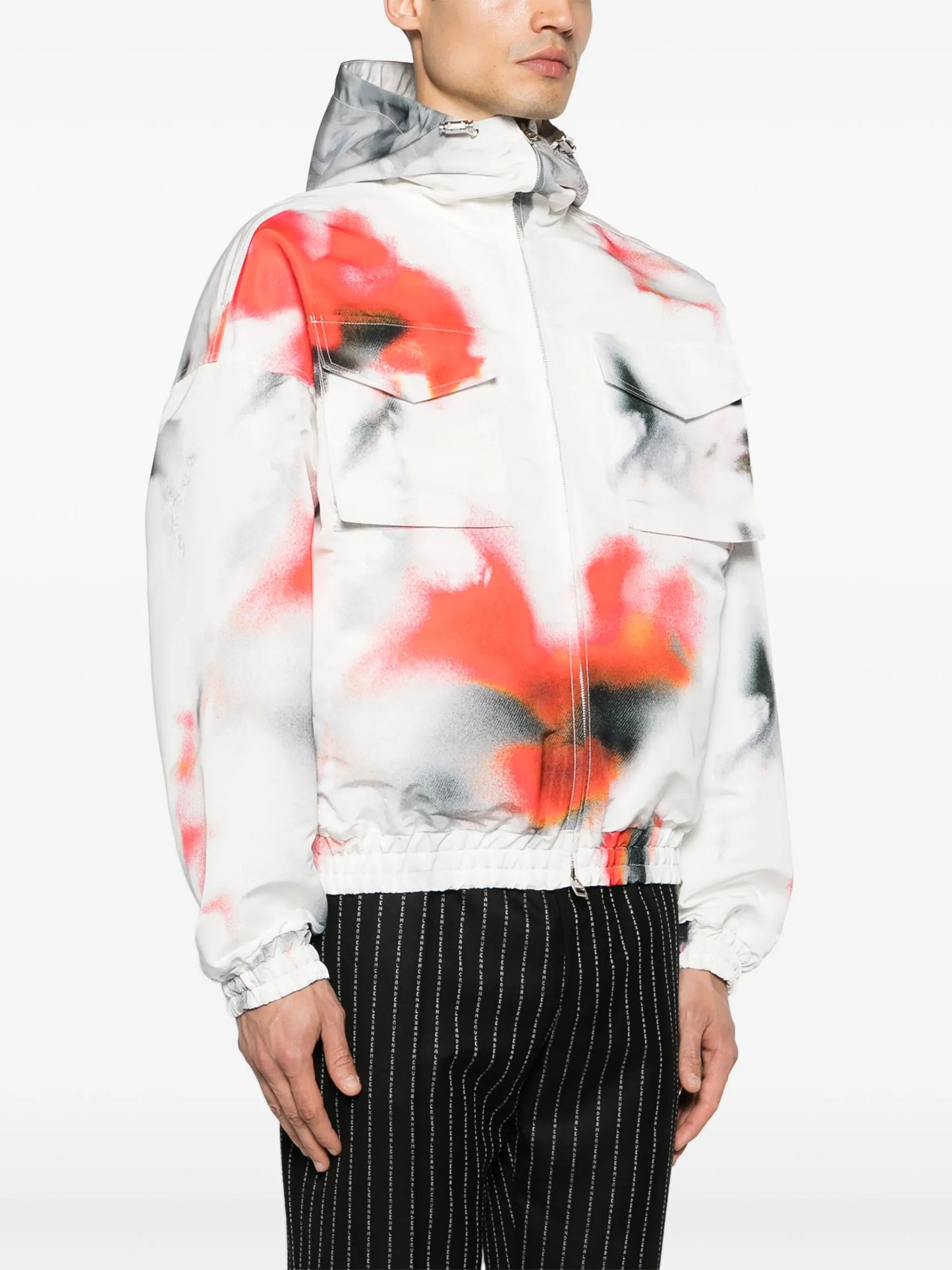 Obscured Flower hooded windbreaker