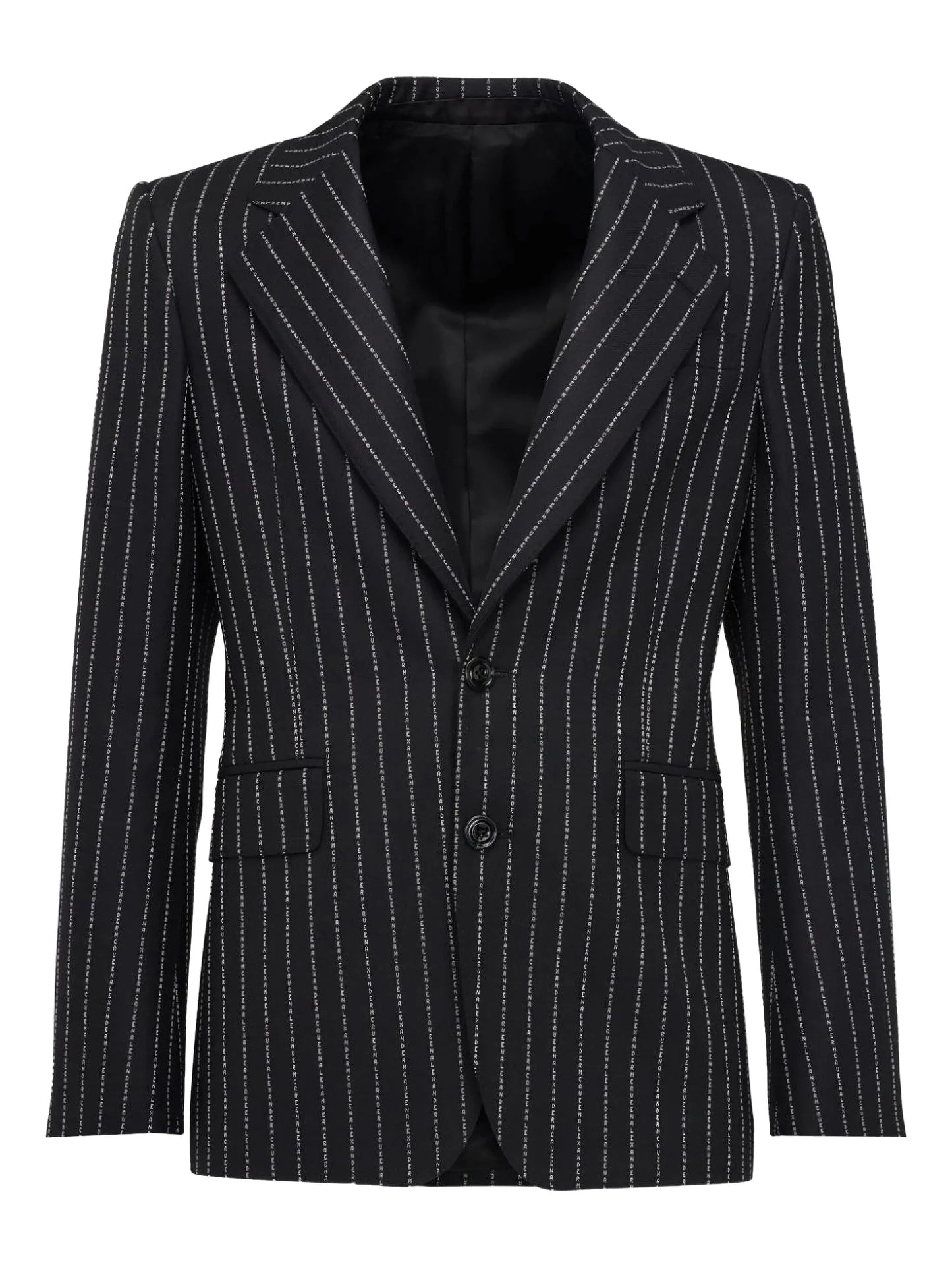 pinstriped single-breasted blazer