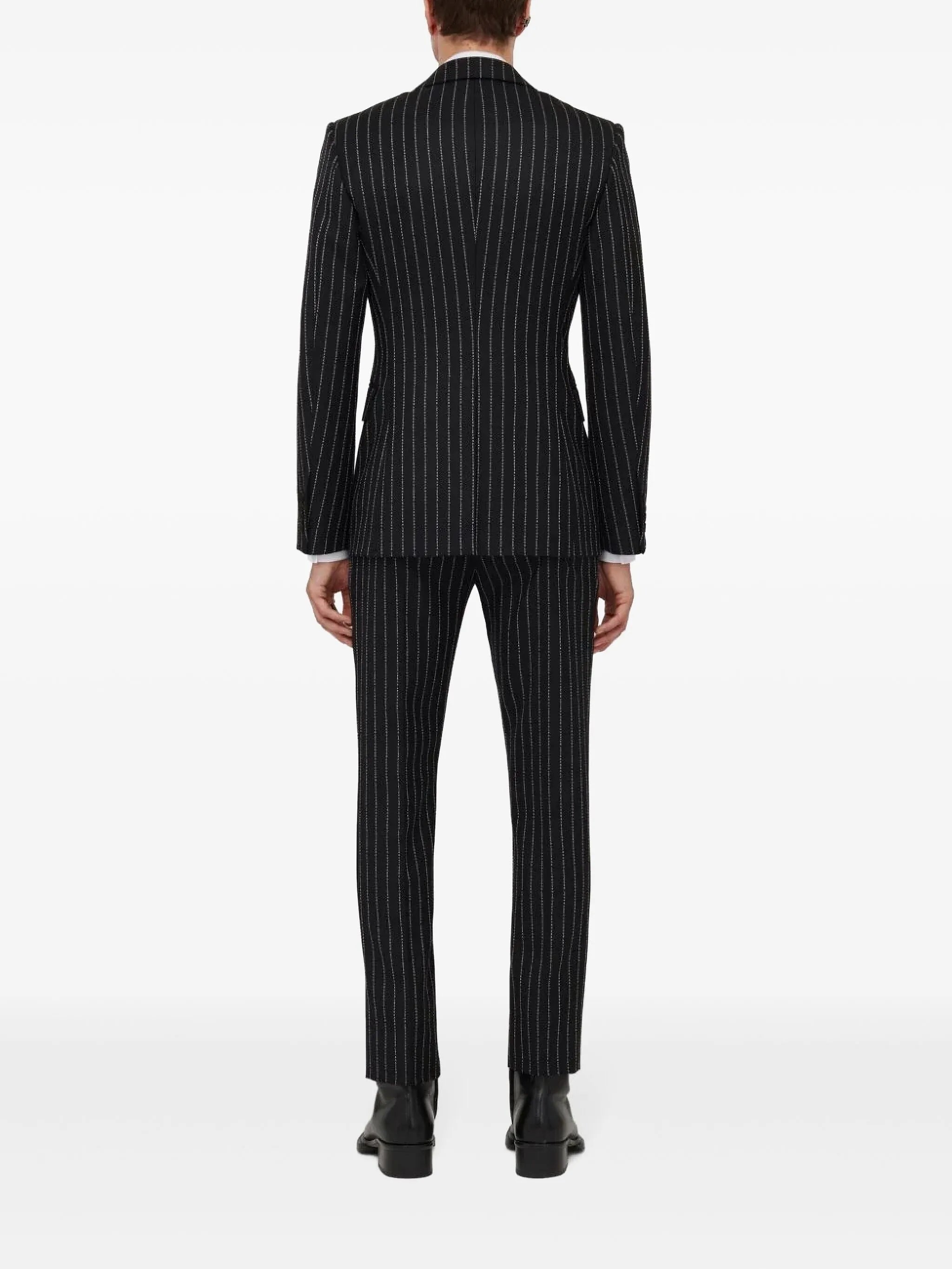 pinstriped single-breasted blazer