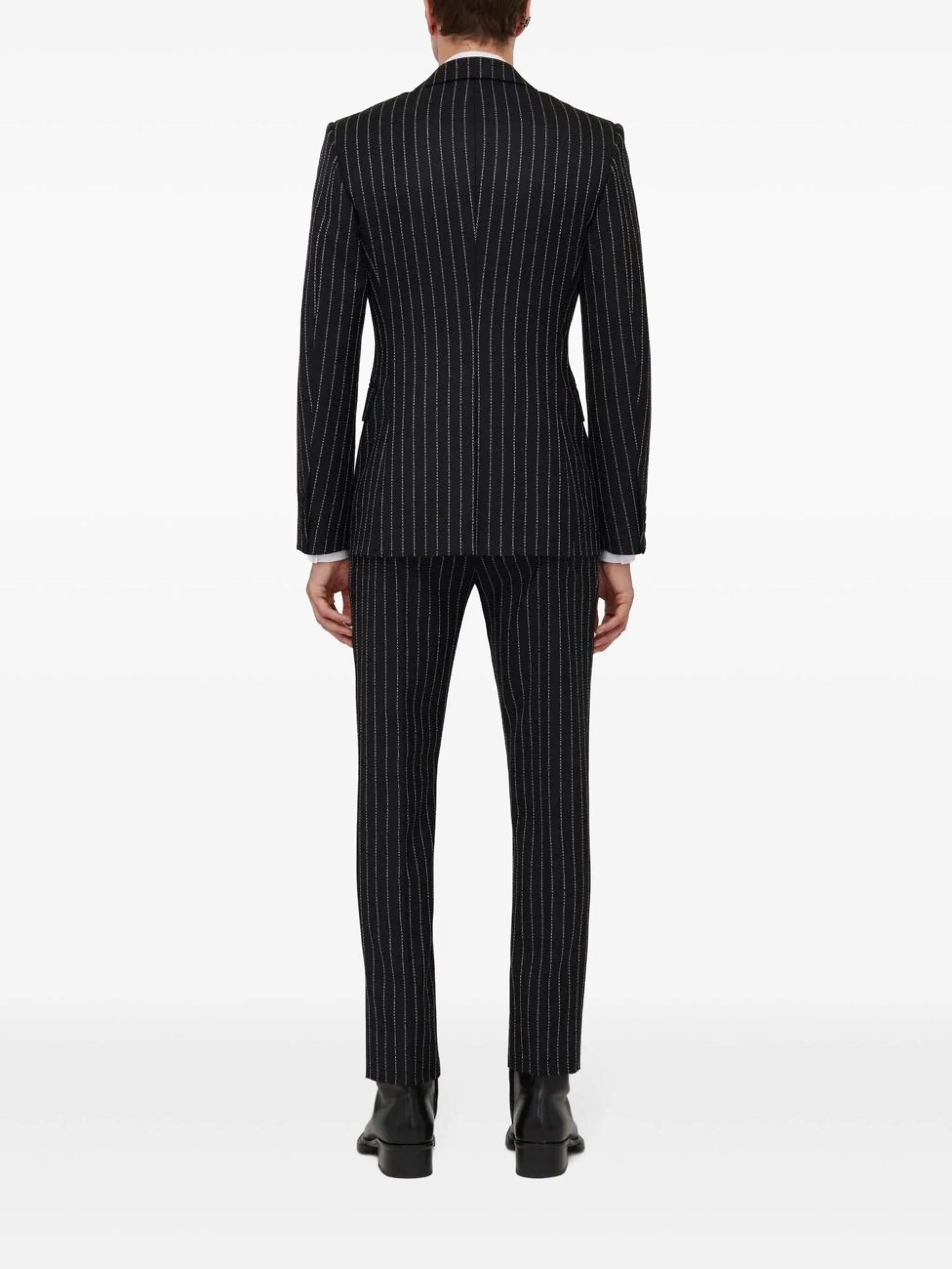 pinstriped single-breasted blazer