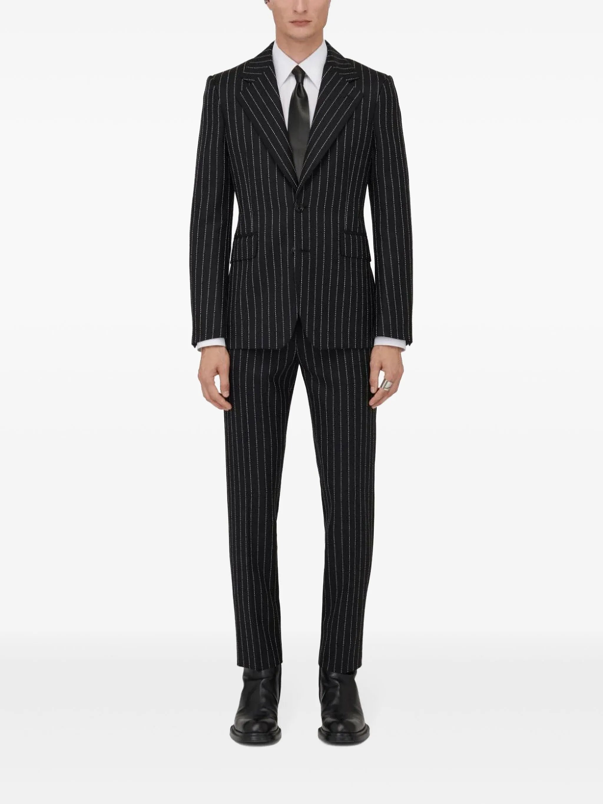 pinstriped single-breasted blazer