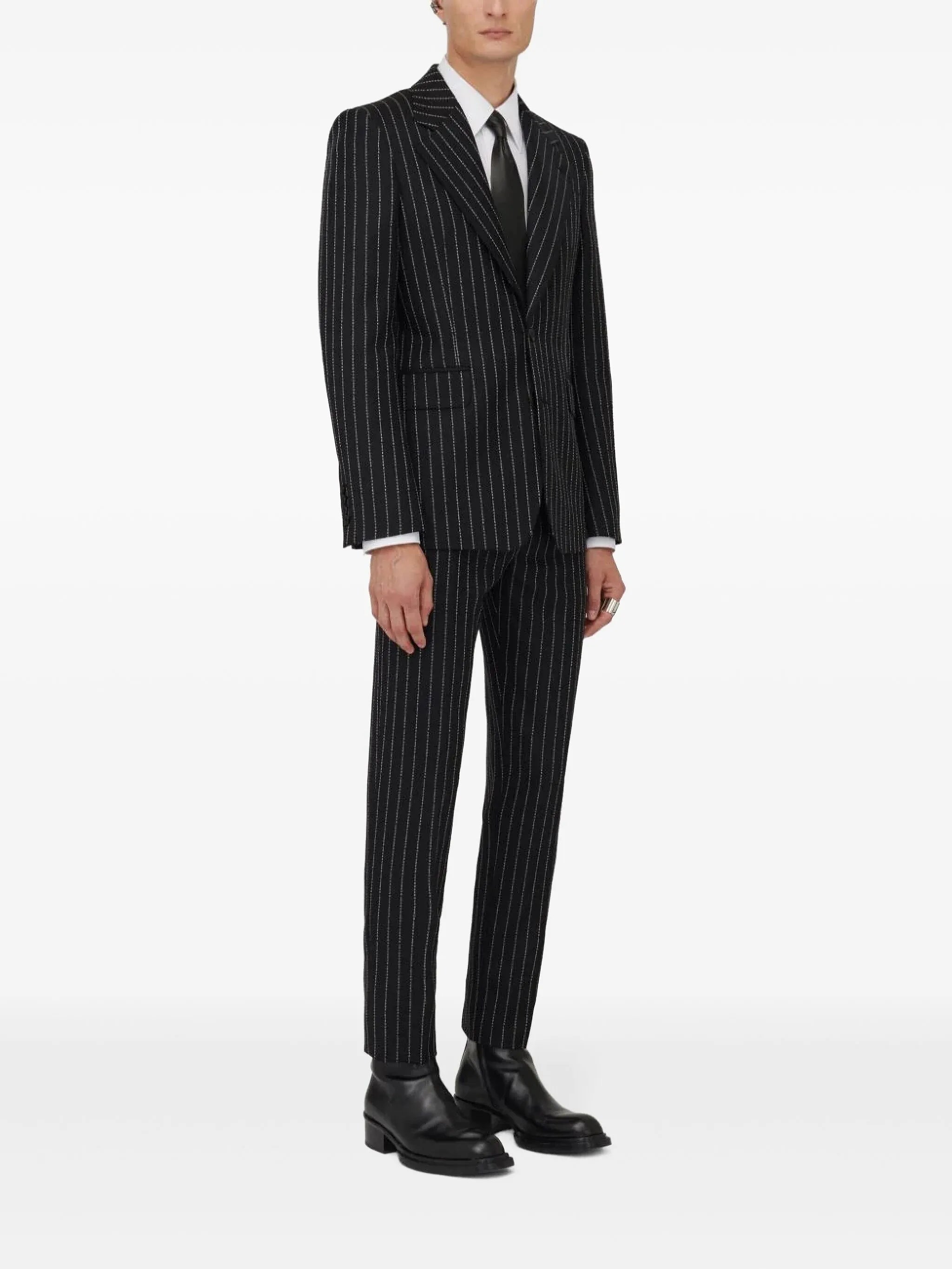 pinstriped single-breasted blazer