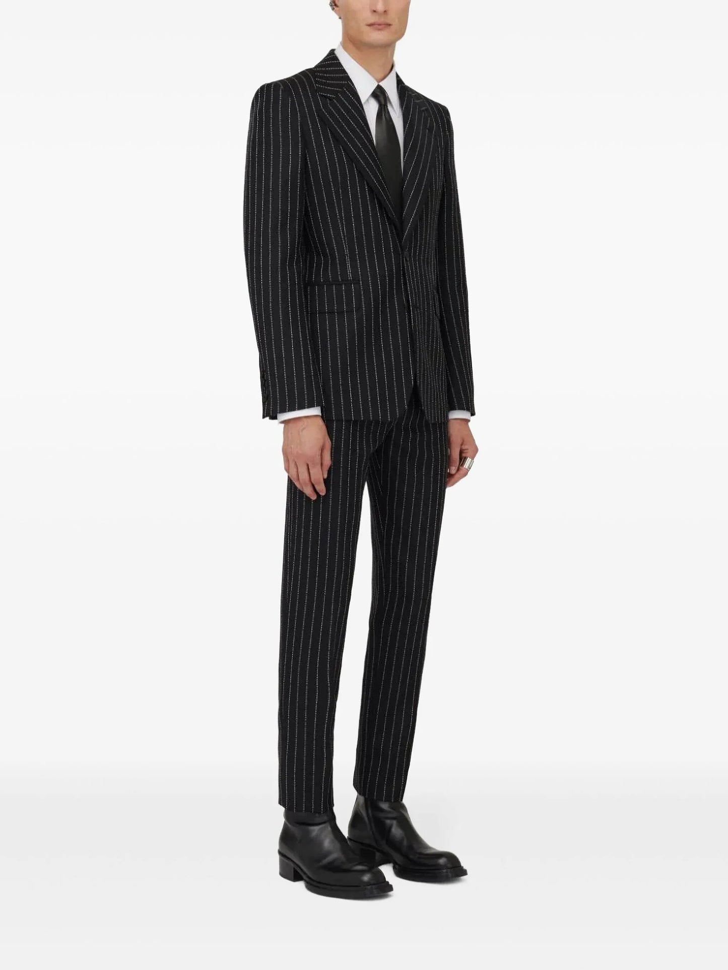 pinstriped single-breasted blazer