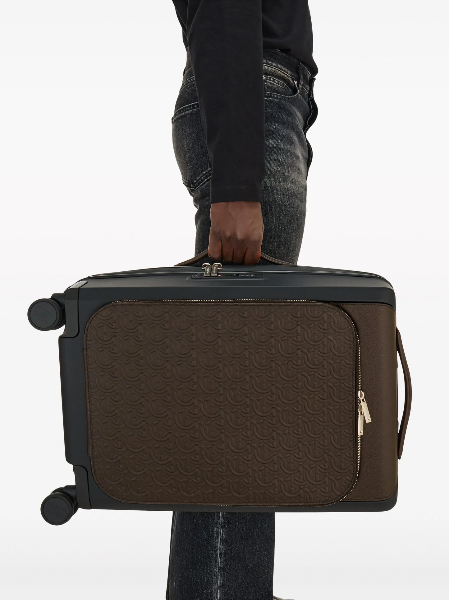 Gancini-embossed leather luggage