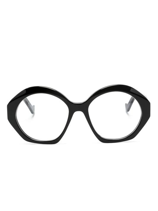 Anagram-plaque round-frame glasses