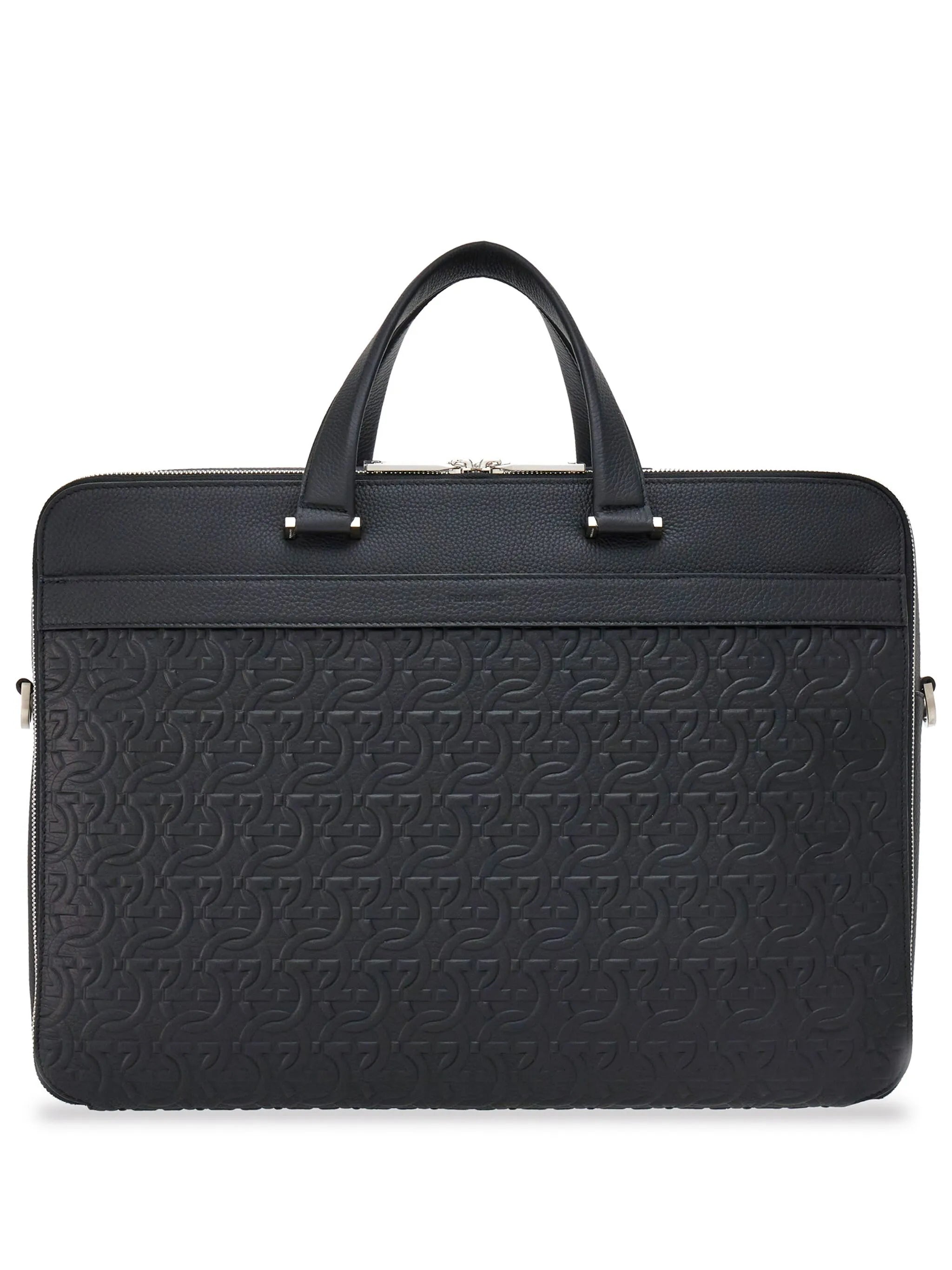 Gancini leather briefcase