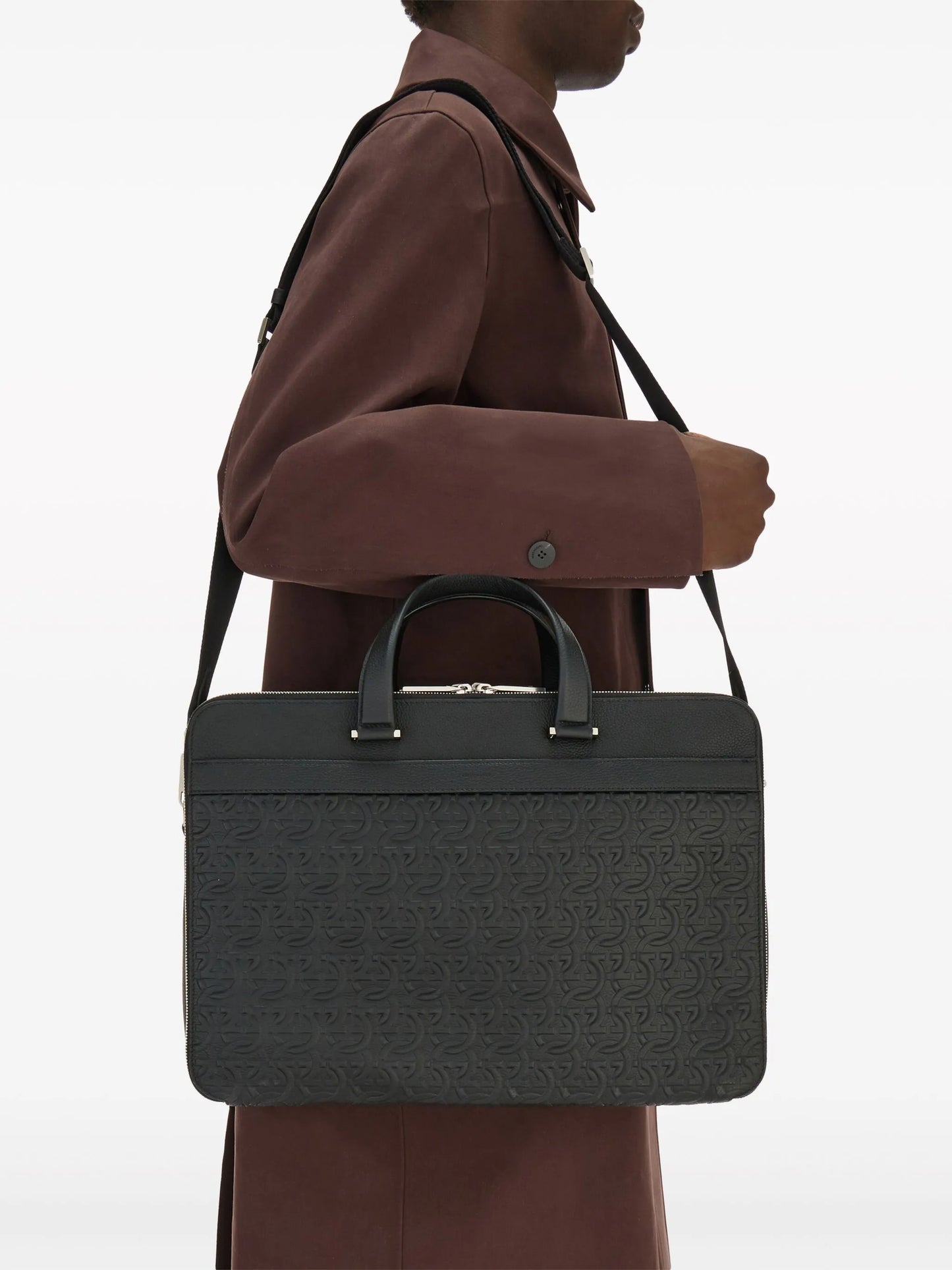 Gancini leather briefcase
