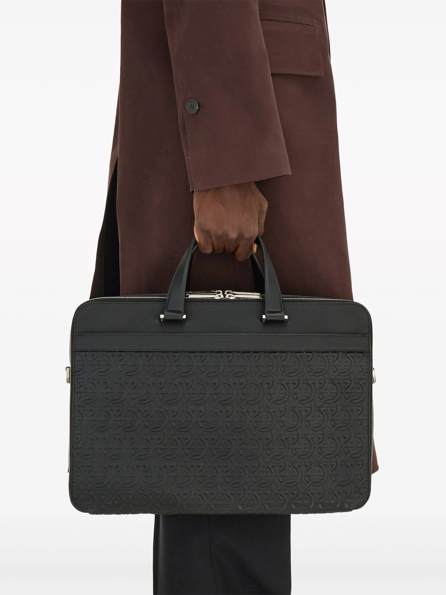 Gancini leather briefcase