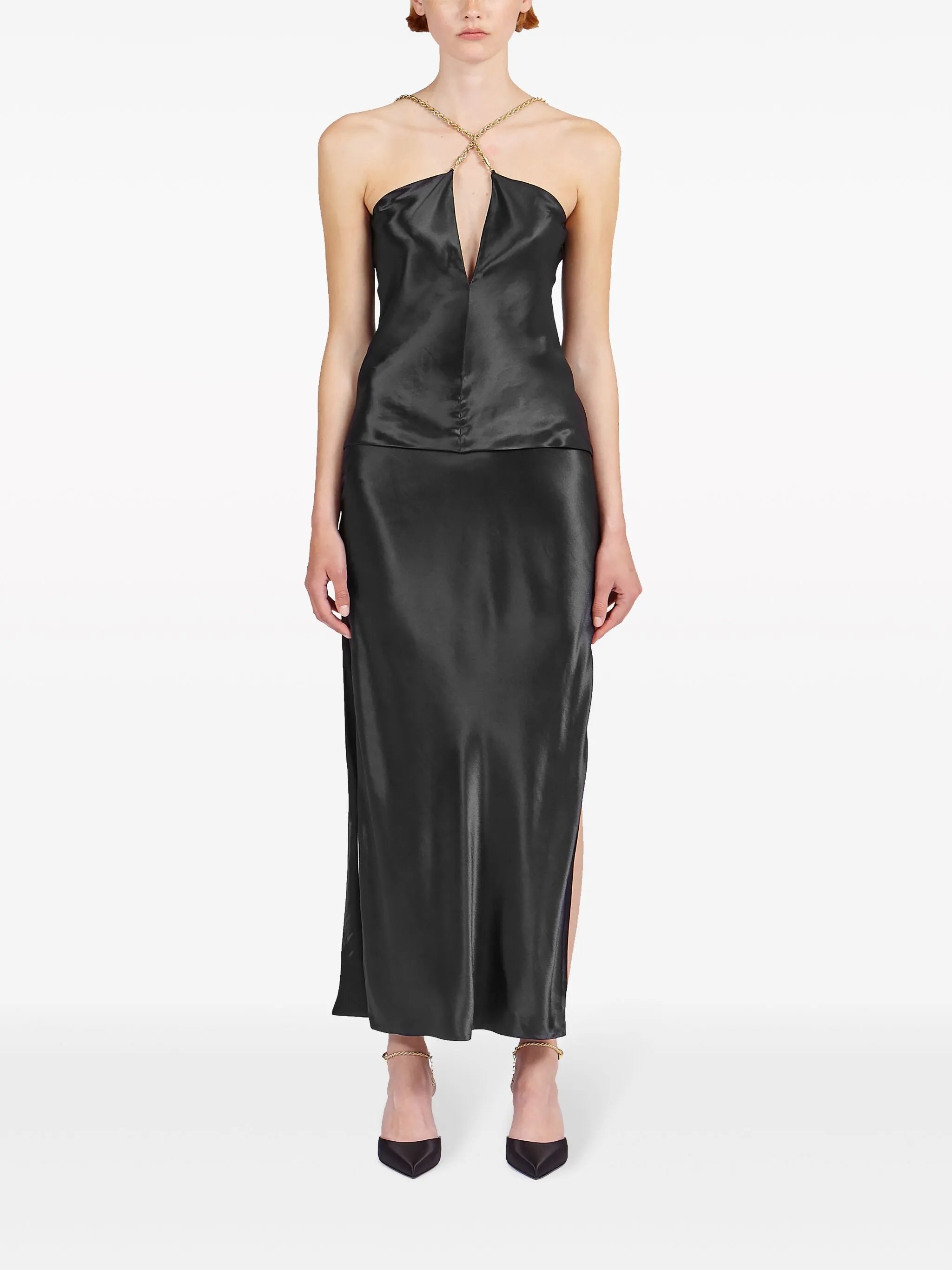 twisted-strap satin top