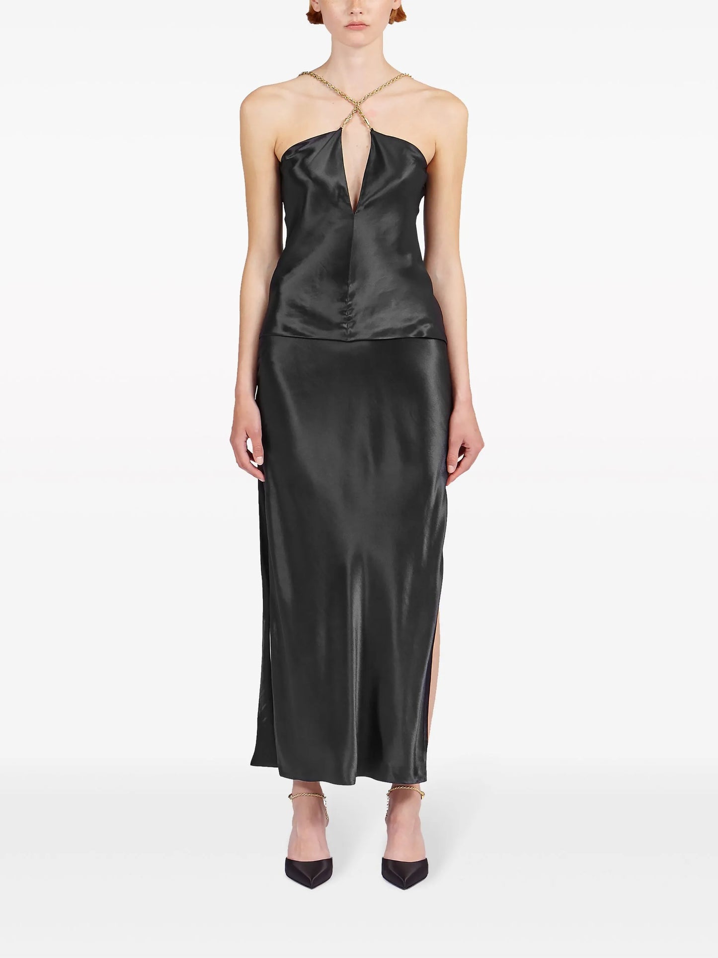 twisted-strap satin top