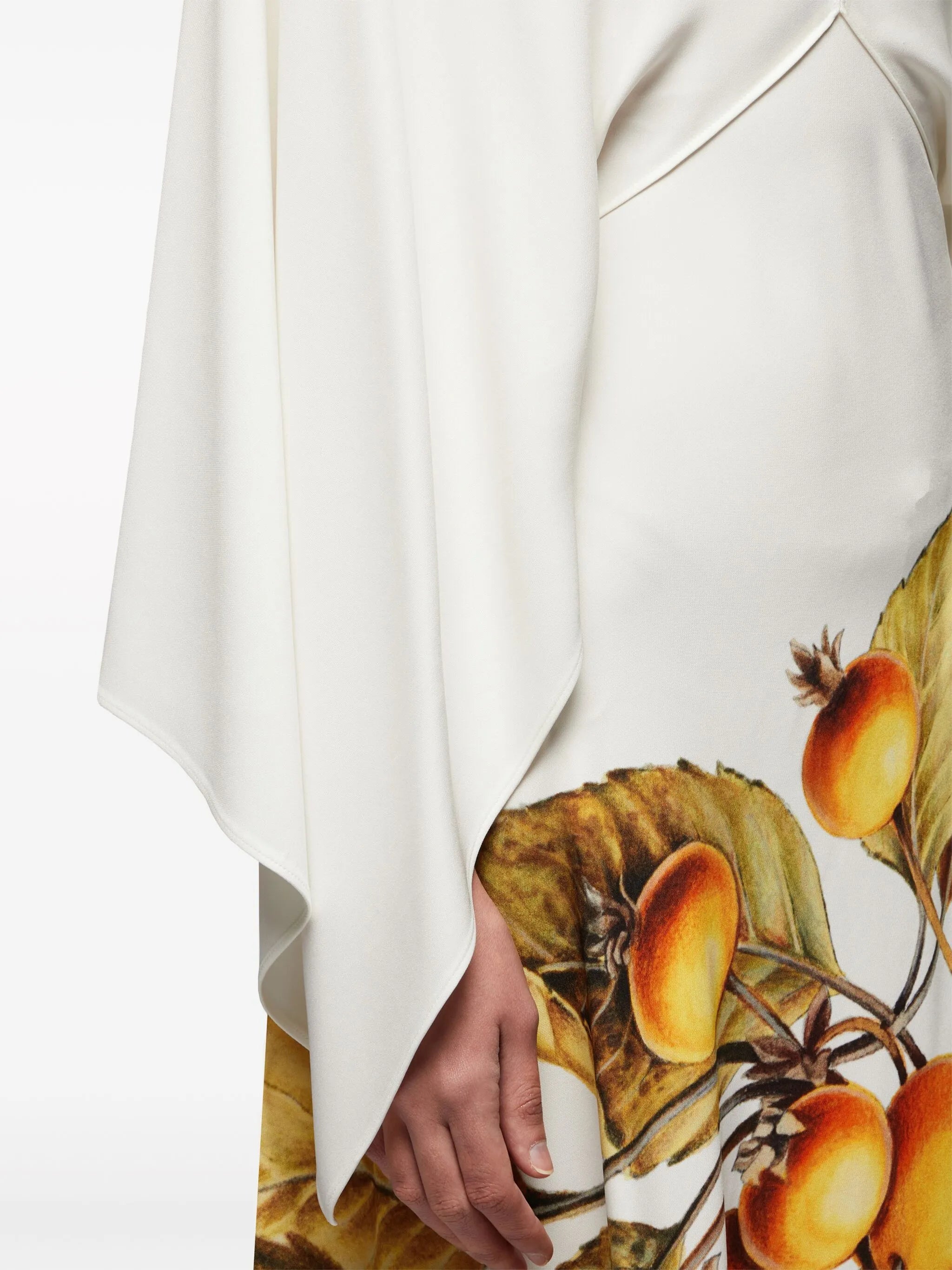 asymmetric botanical-print midi dress