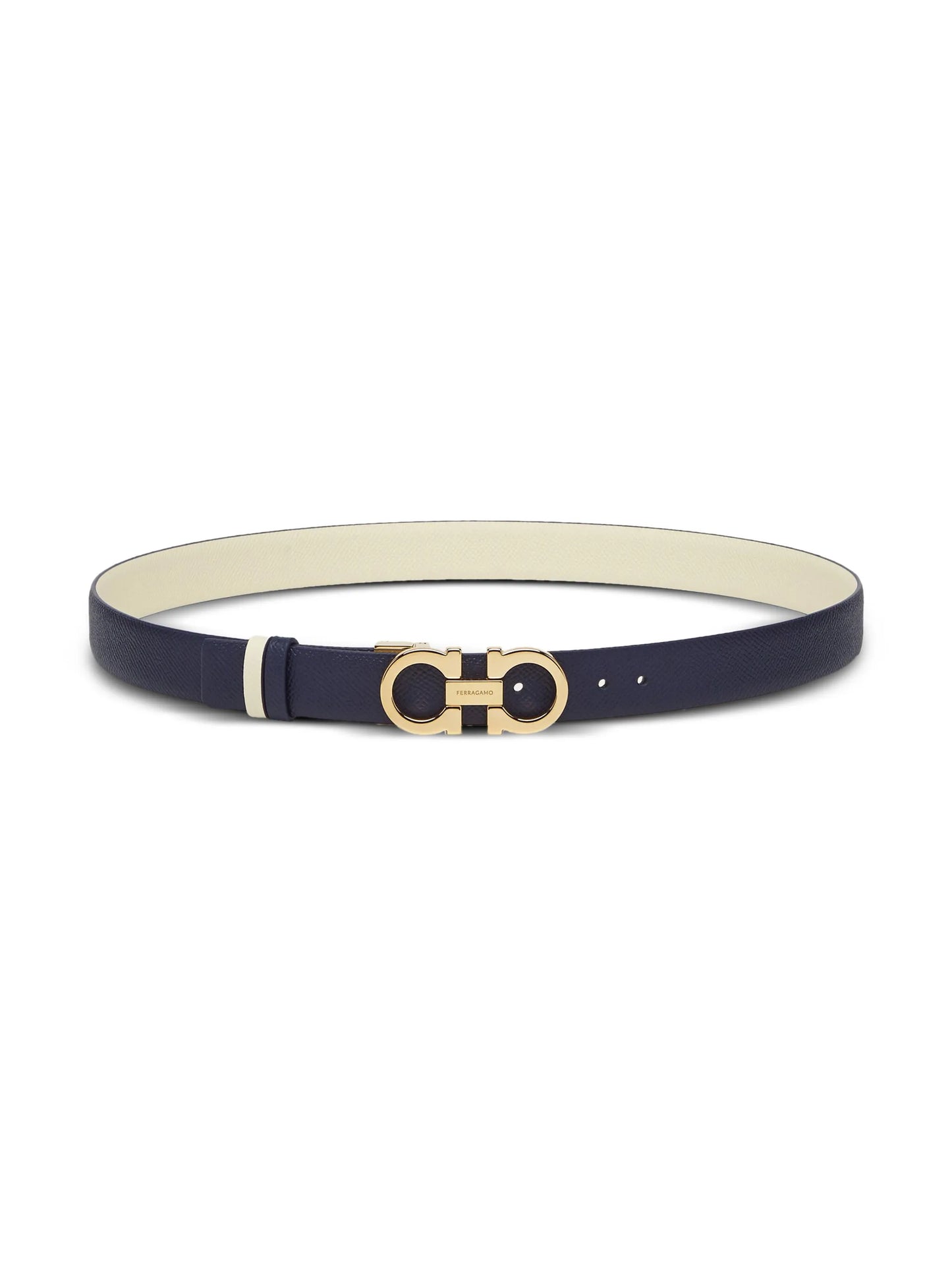Gancini-plaque reversible leather belt