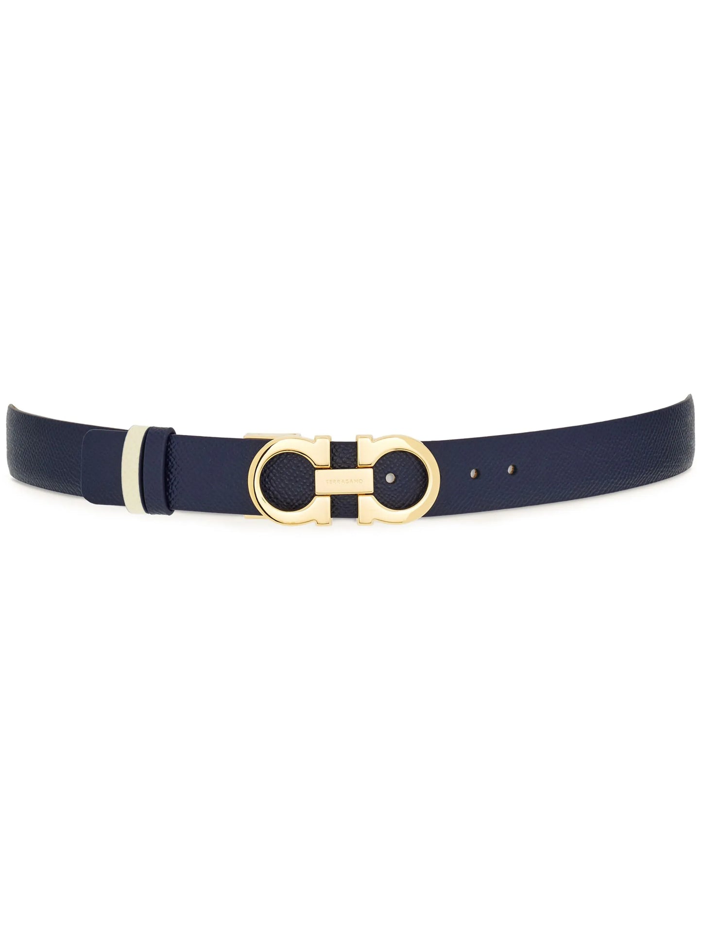Gancini-plaque reversible leather belt