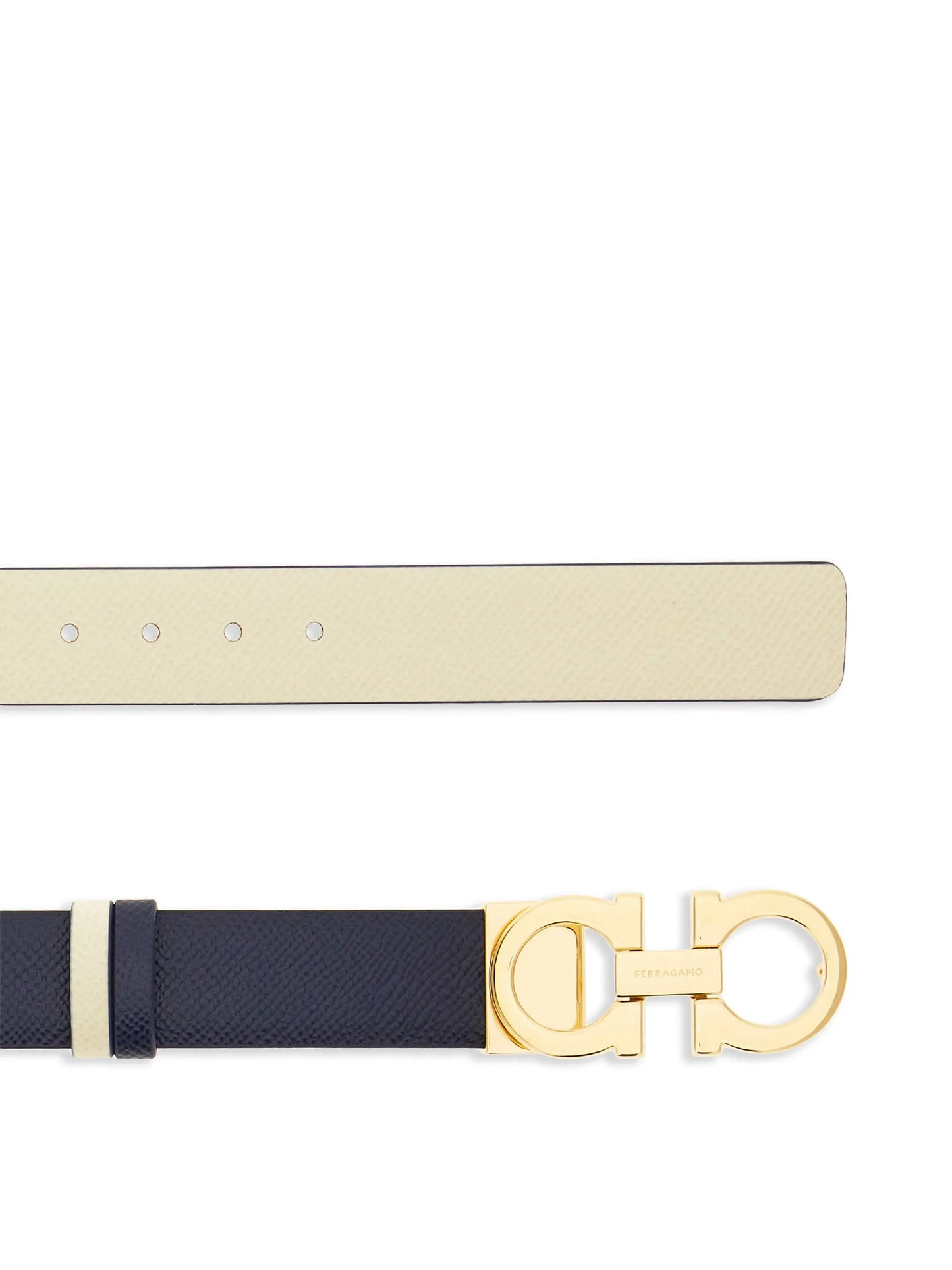 Gancini-plaque reversible leather belt