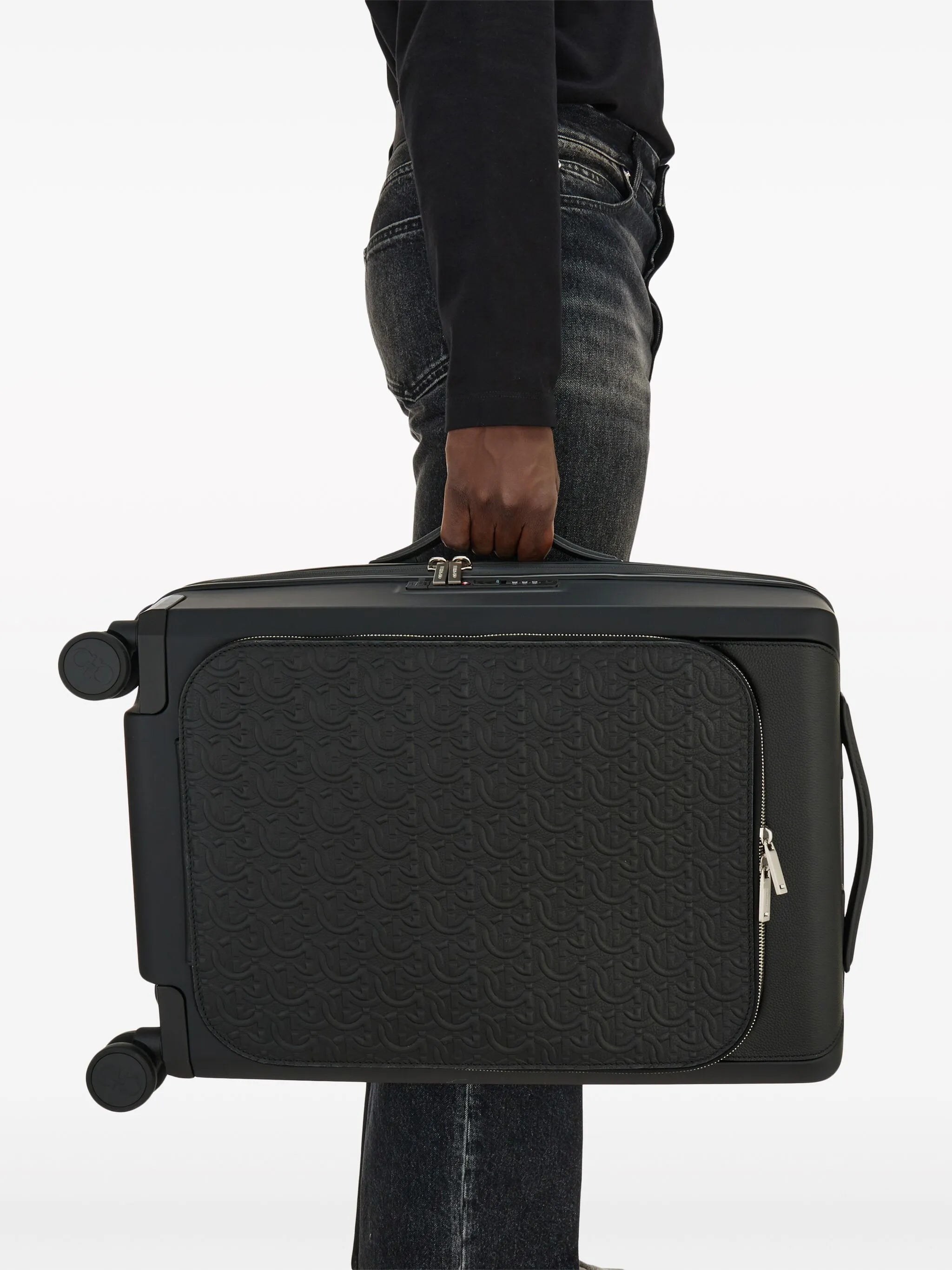Gancini embossed leather luggage
